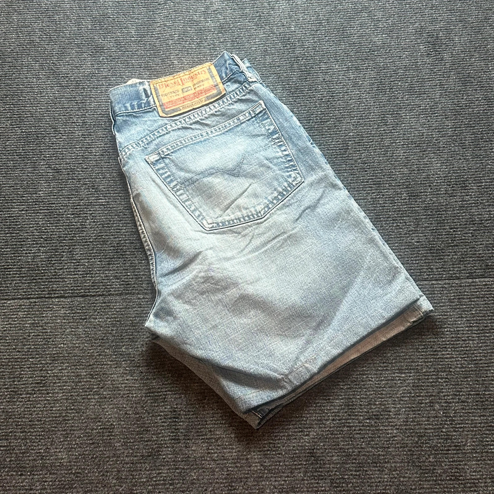 Diesel Industry Vintage Light Wash Denim Shorts Jorts
