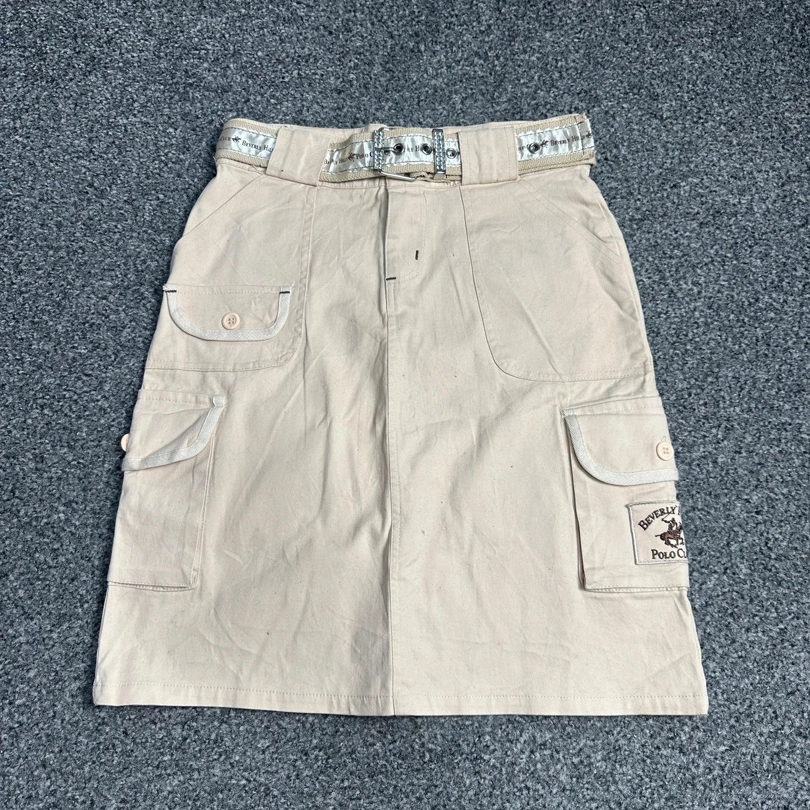 Beverly Hills Polo Club Y2K Cargo Mini Skirt Beige + Belt