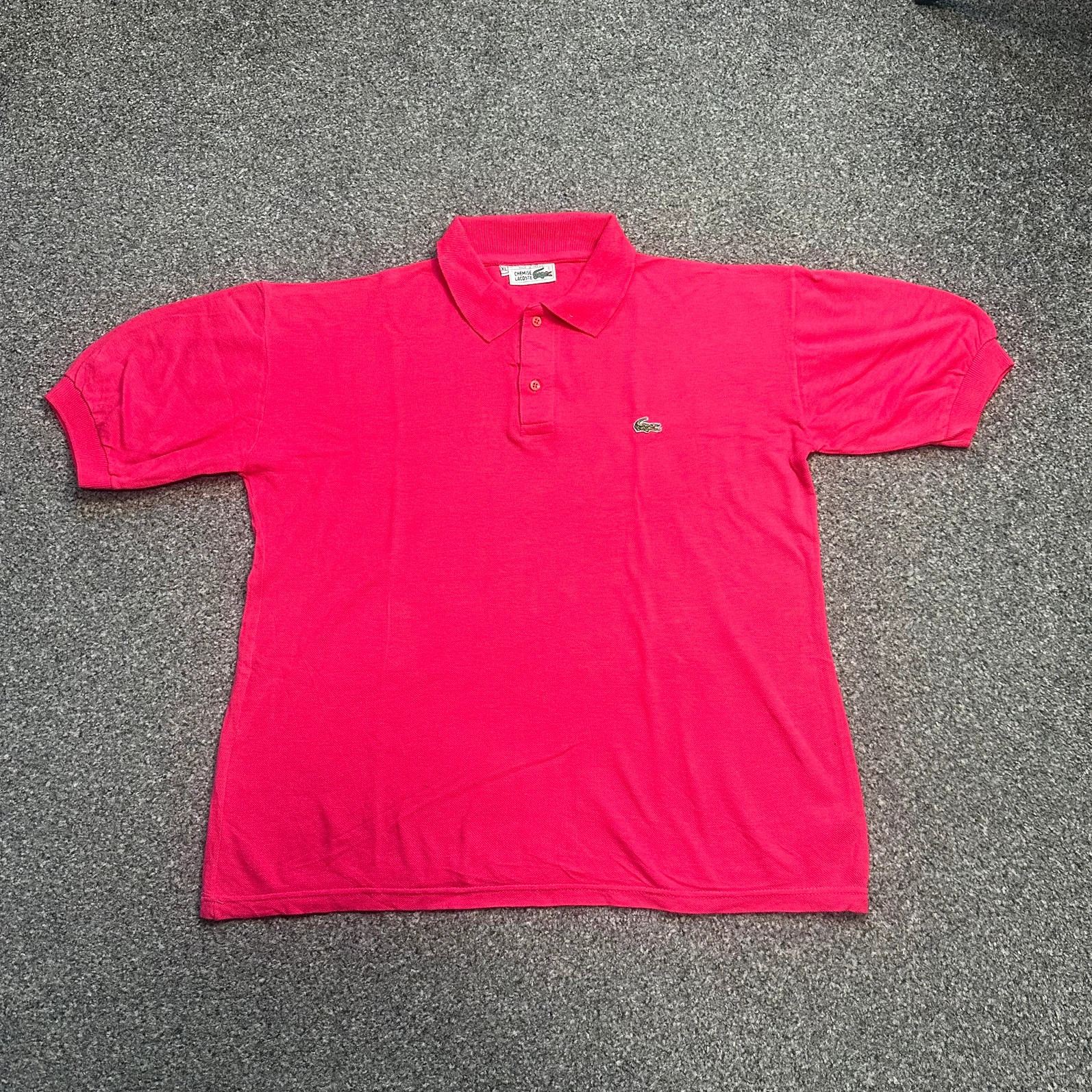 Vintage Lacoste Polo Shirt Hot Pink Fuchsia Classic Croc