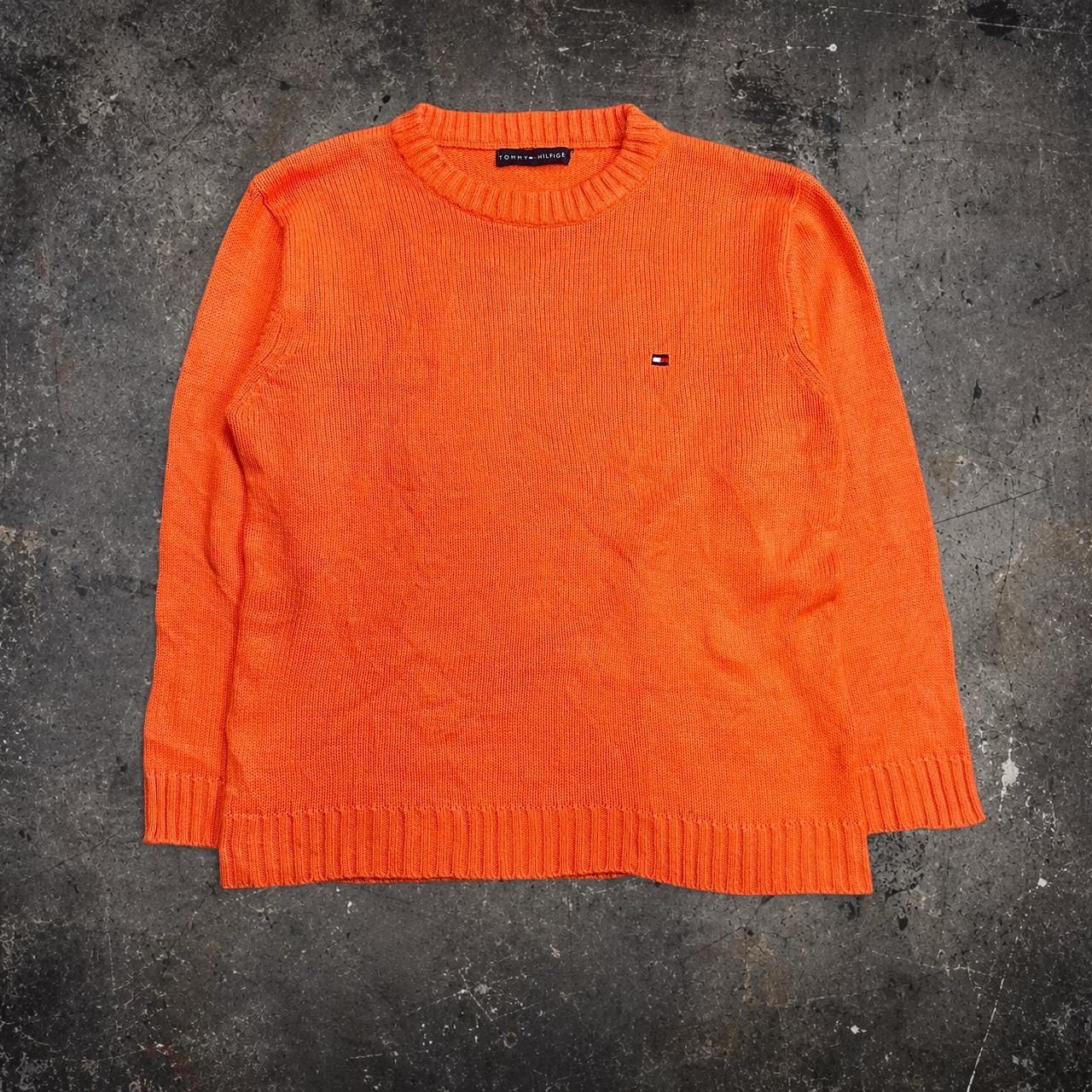 Tommy Hilfiger Orange Knit Crew Neck Jumper Flag Logo