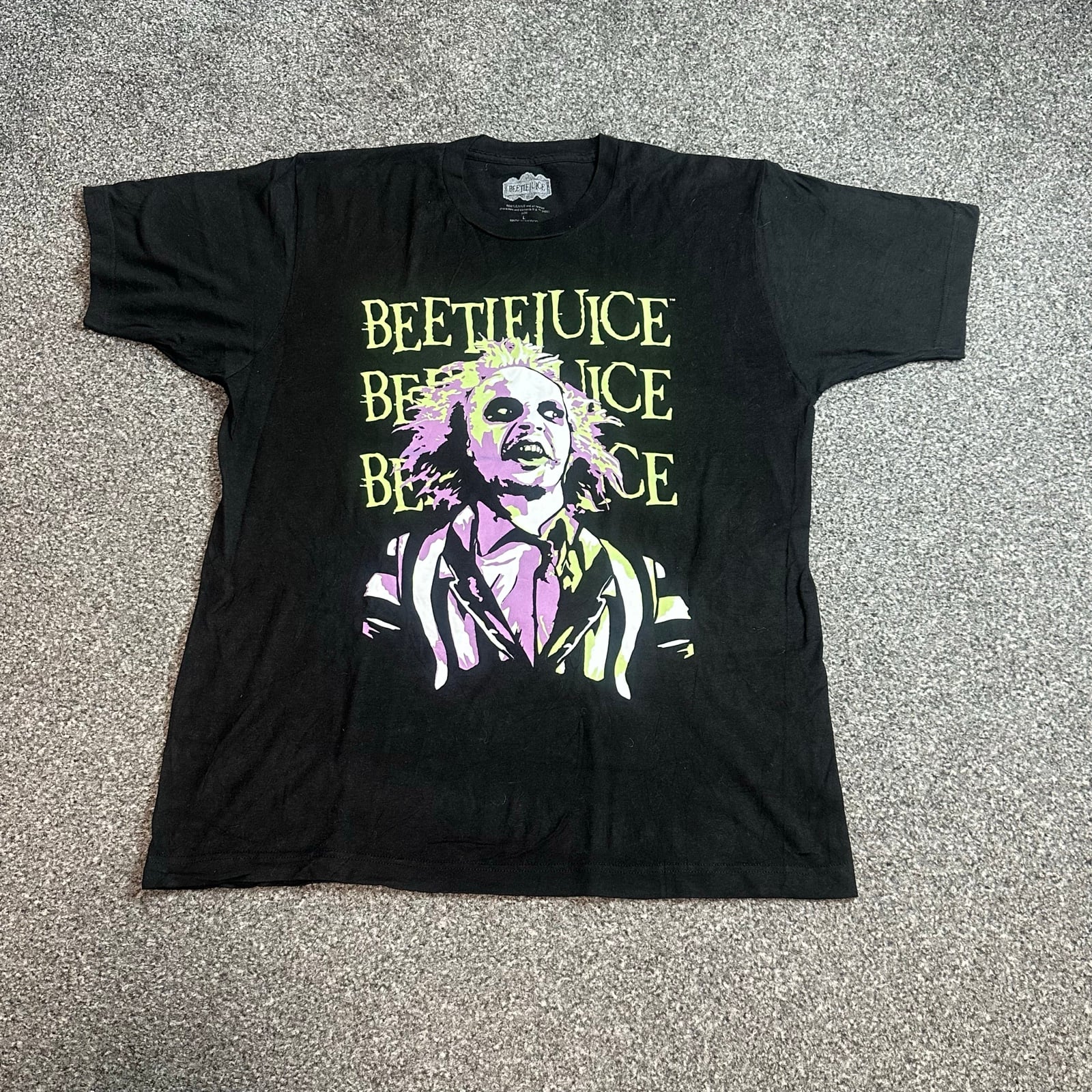 Beetlejuice Black Graphic T-Shirt XL Classic Movie Print