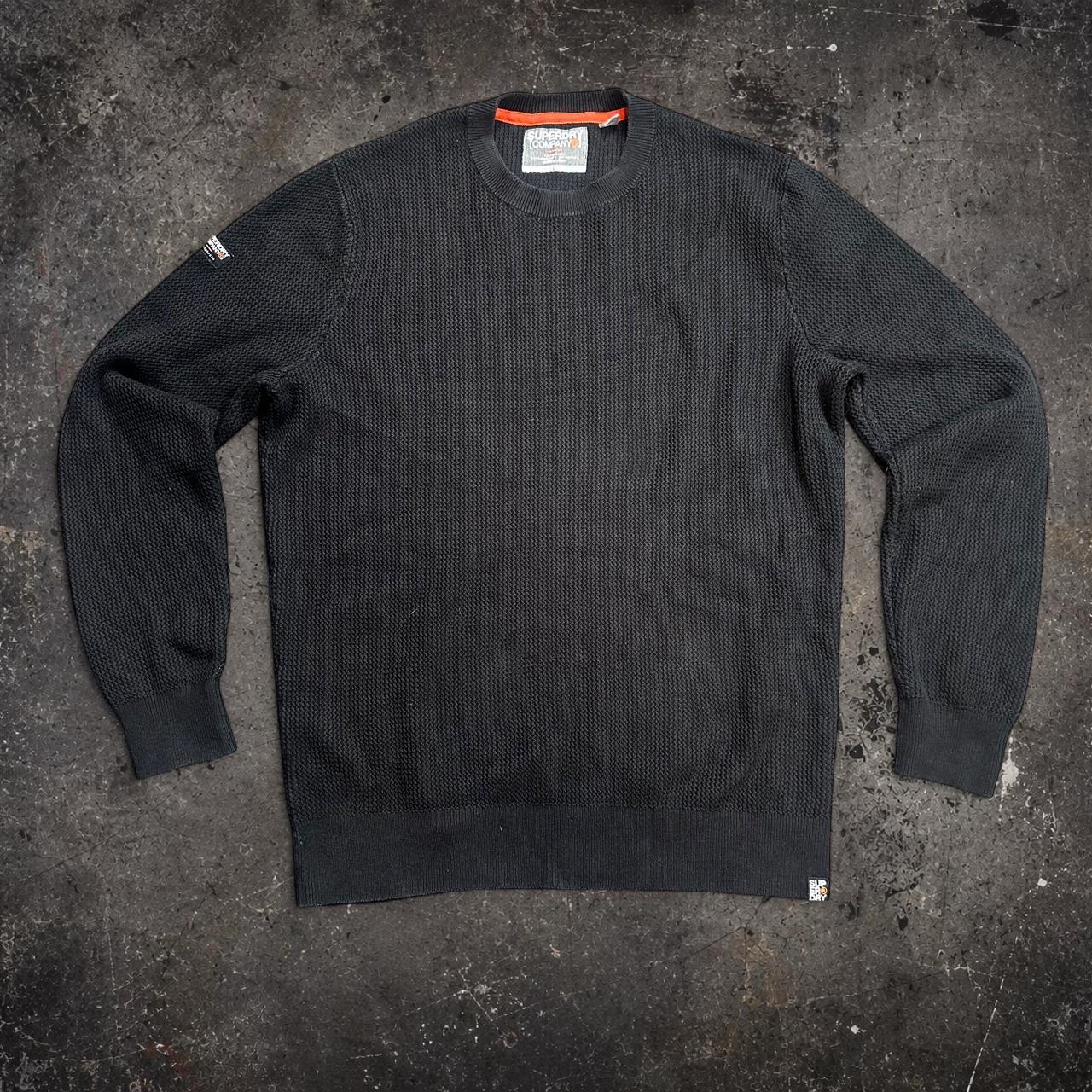 Superdry Black Waffle Knit Crew Neck Jumper | Men's Large