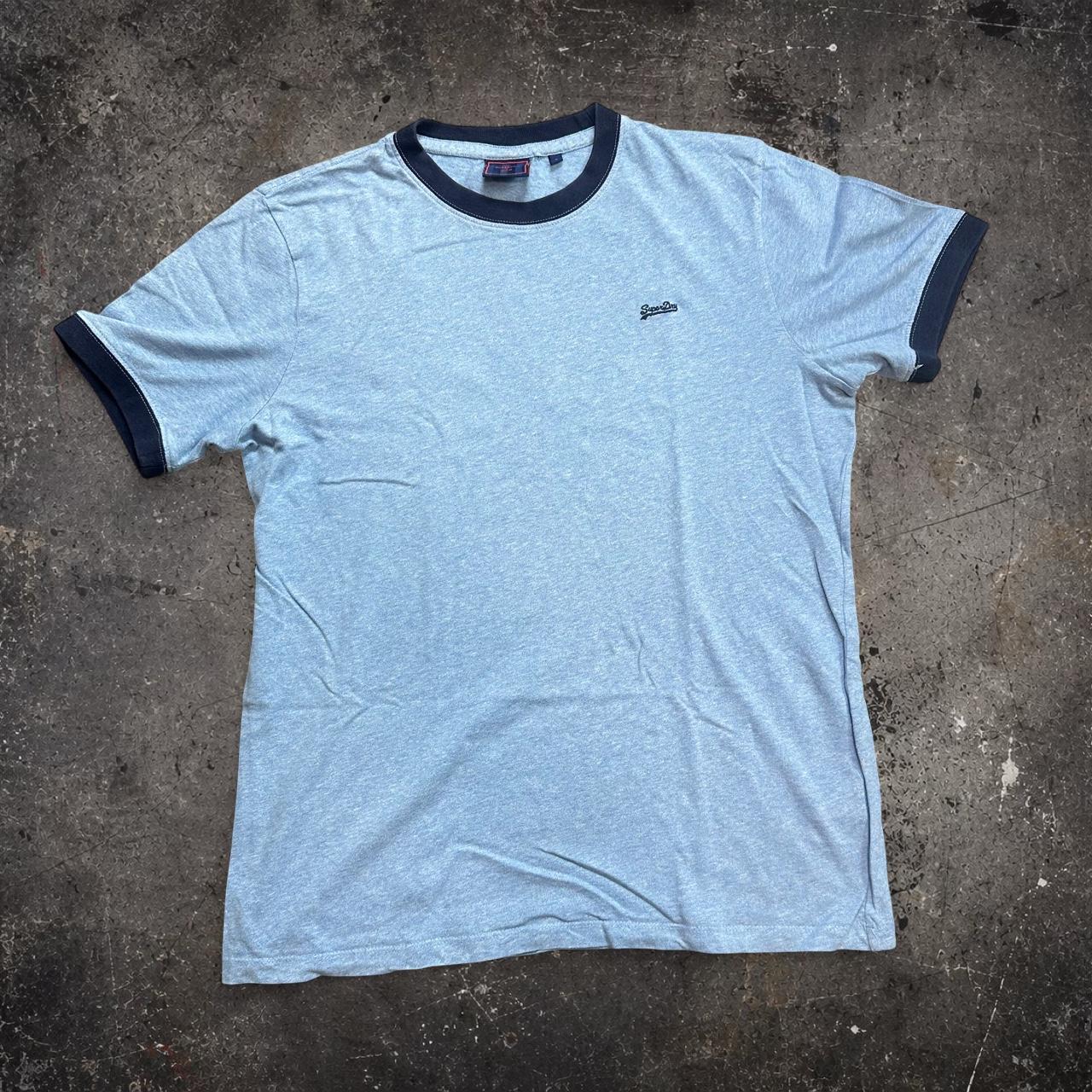 Superdry Ringer T-Shirt Grey Marl Navy Contrast S