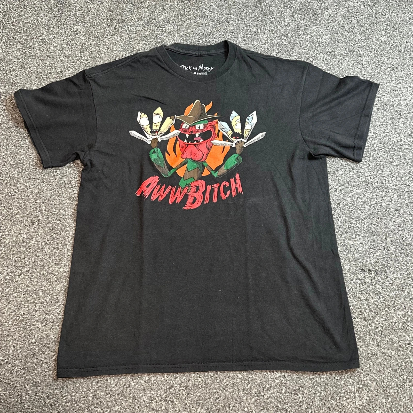 Rick and Morty Official Black Graphic T-Shirt 'Aww Yeah Bitch'
