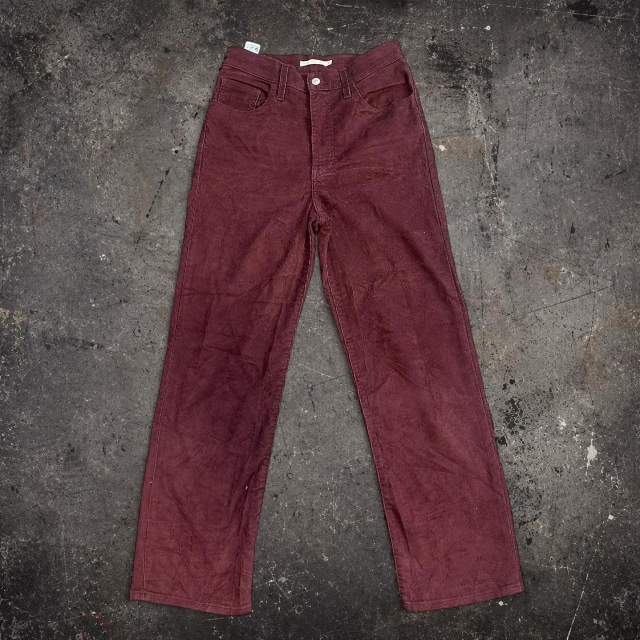 Levi's Burgundy Corduroy Trousers W27 L29 Vintage Cord Pants