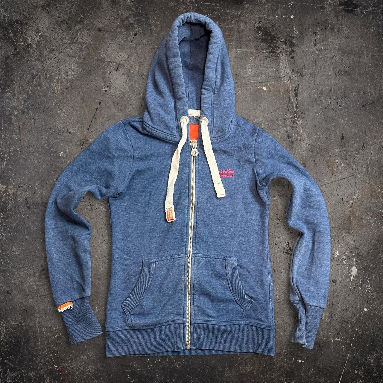 Superdry Orange Label zip hoodie blue marl size S