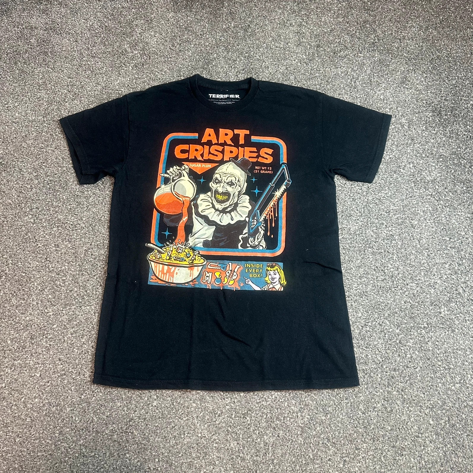 Terrifier Art Crispies Official Graphic Tee Black Horror Merch