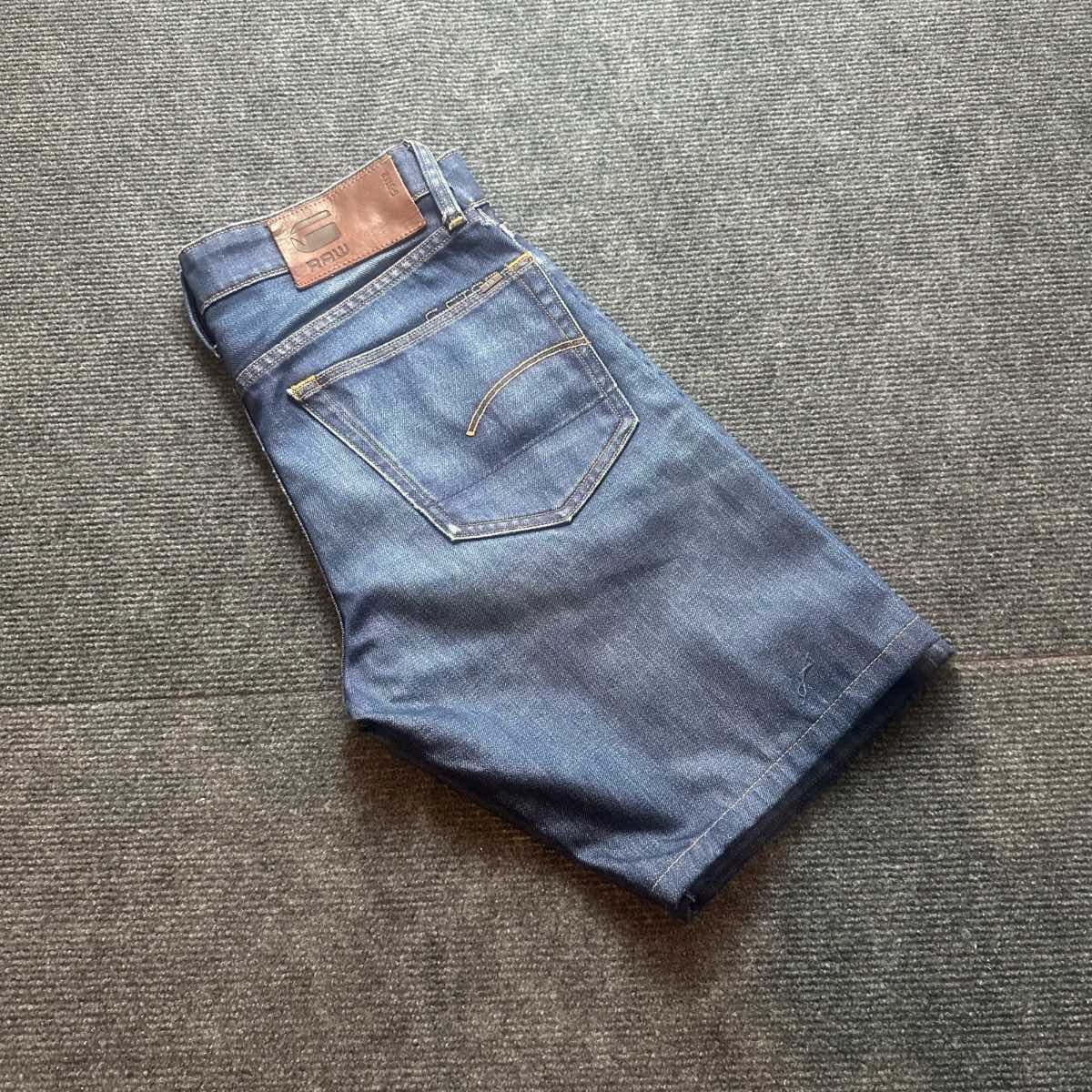 G-Star RAW 3301 Denim Shorts Mid Blue Mens