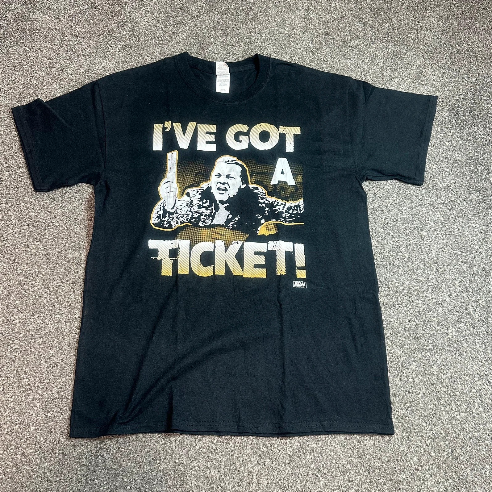 AEW Jim Ross 'I've Got A Ticket' Black Graphic T-Shirt Wrestling