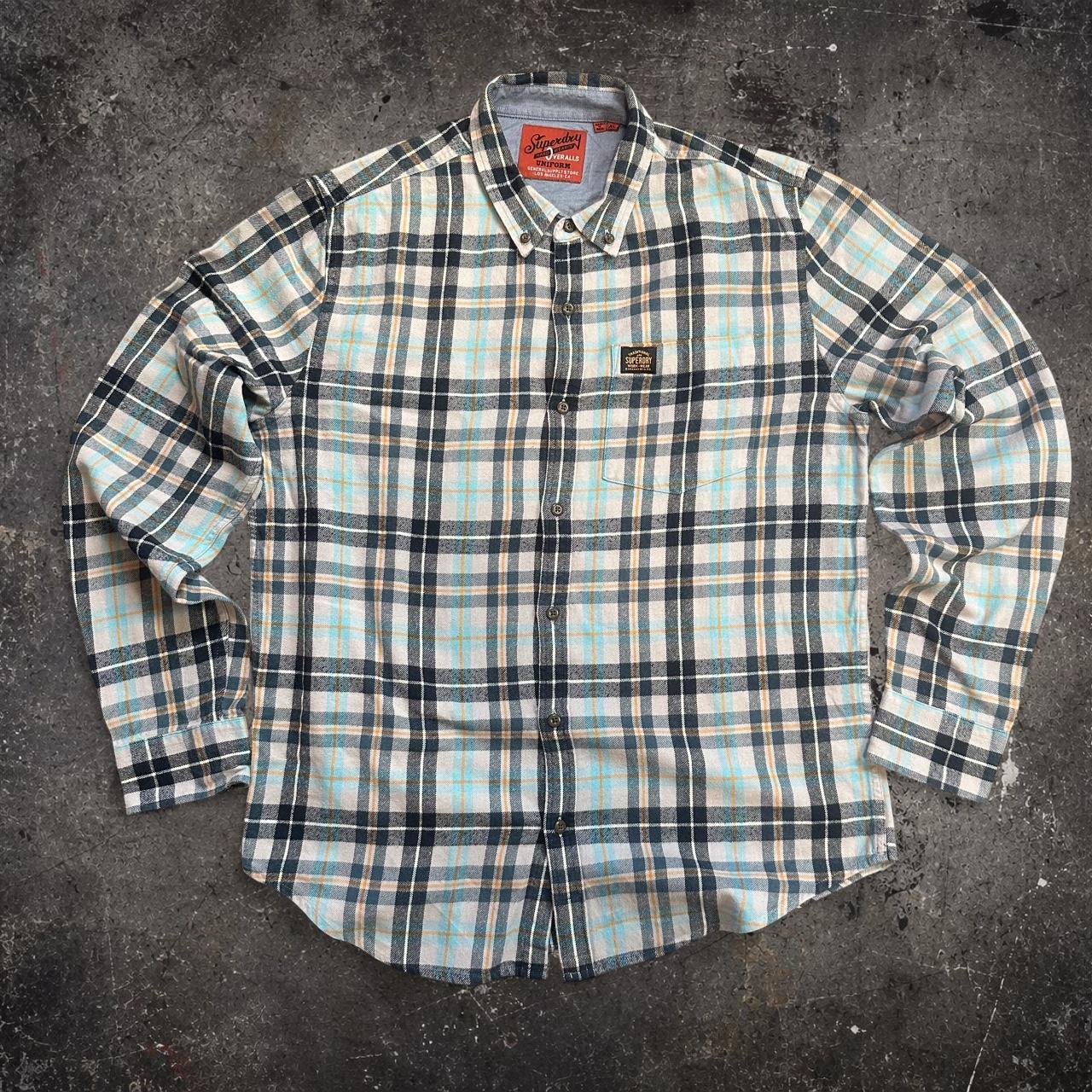 Superdry Workwear Flannel Check Shirt Blue Navy XL