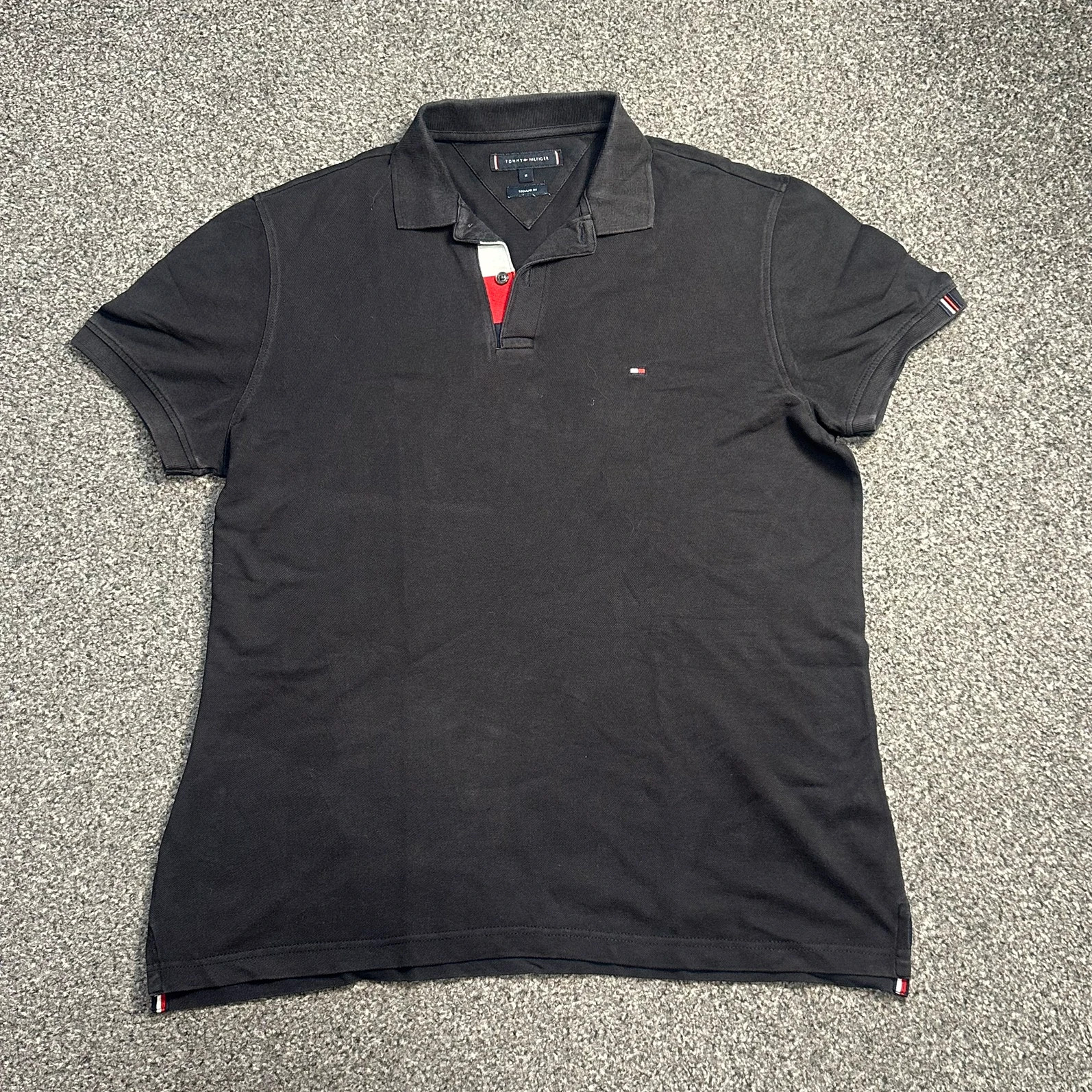 Tommy Hilfiger Black Slim Fit Polo Shirt Mens S Classic Logo