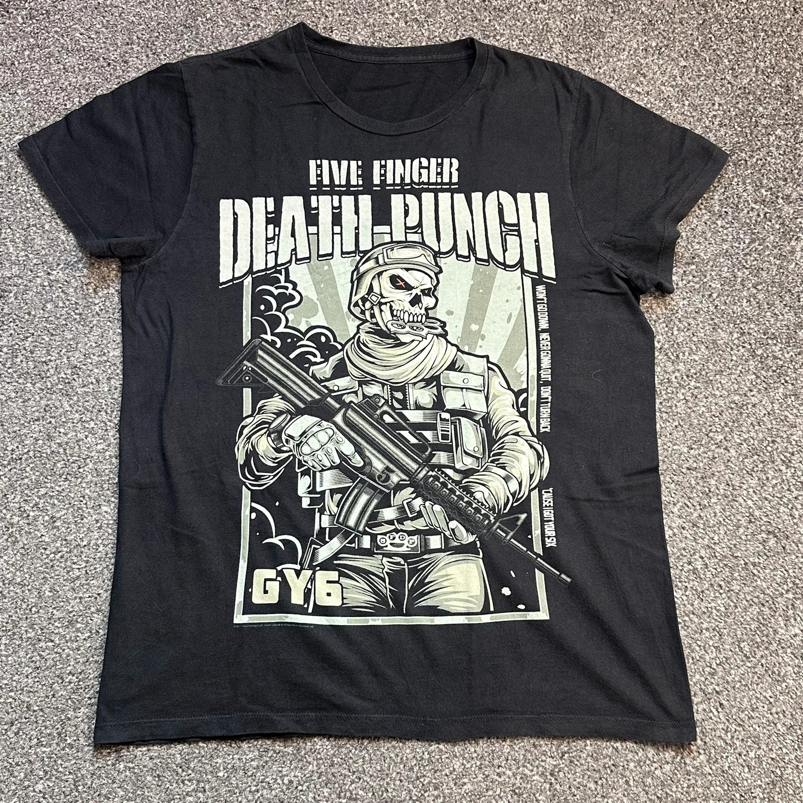 Five Finger Death Punch GY6 Band Tee Black Skull Graphic