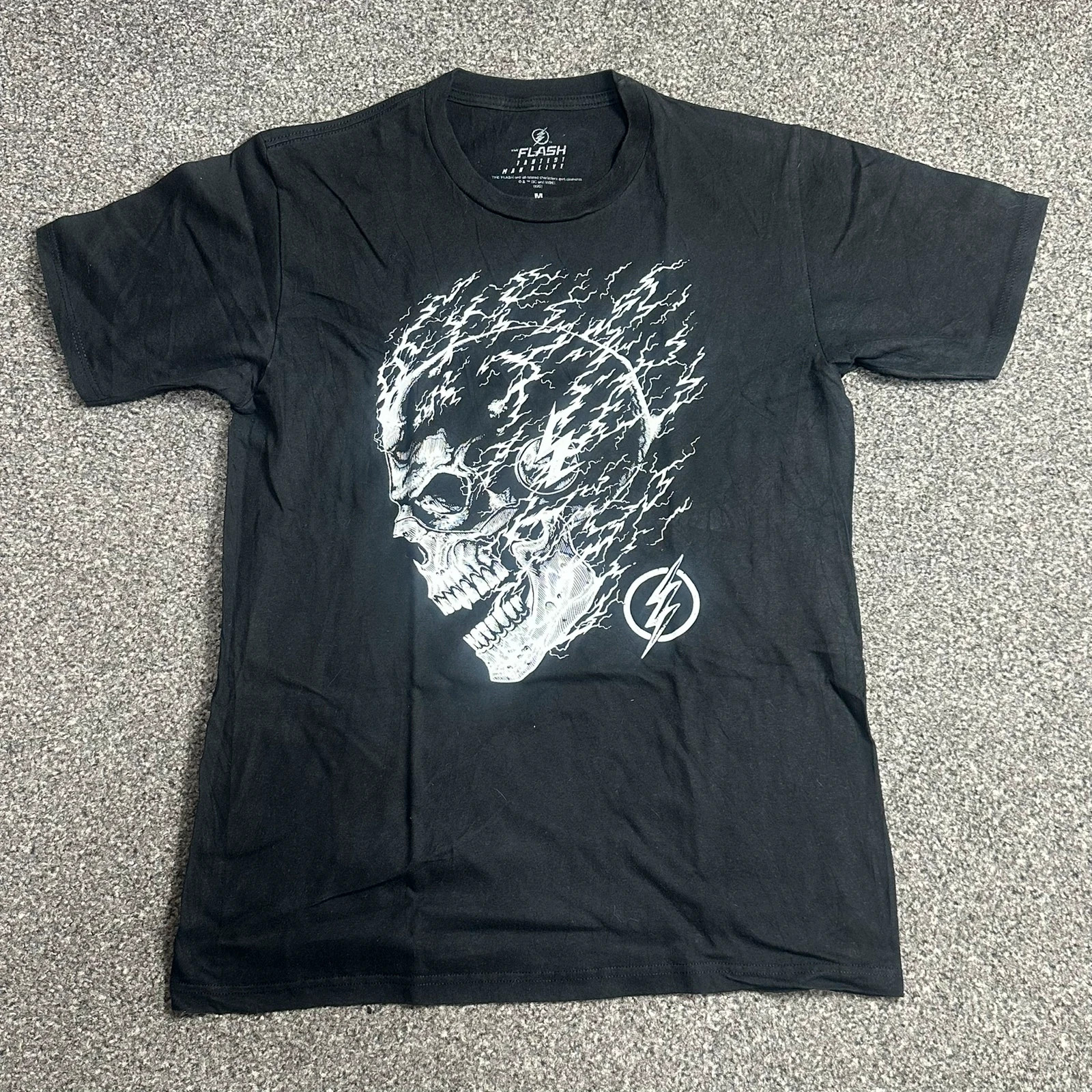 DC The Flash Skull Lightning Graphic T-Shirt Black Medium