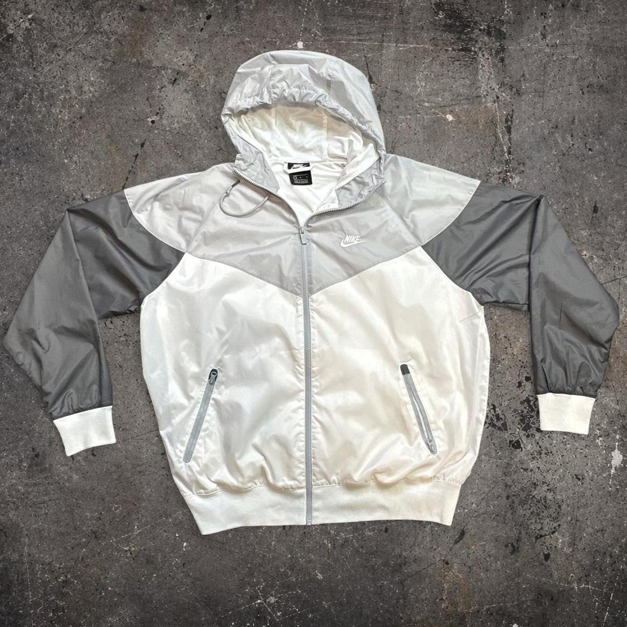 Nike Windrunner Hooded Jacket White Grey Colourblock Size L
