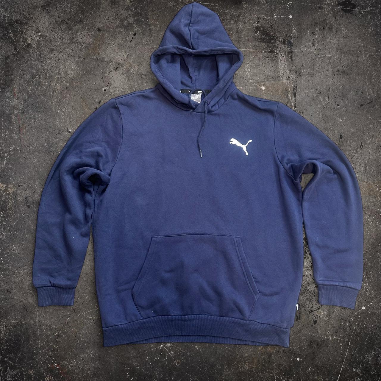 Puma Essential Hoodie Navy Blue Mens Large — Cat Logo