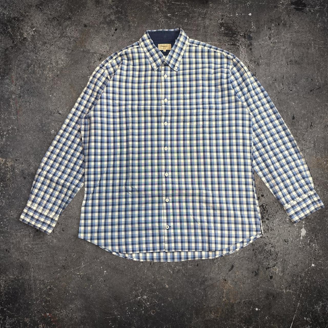 TM Lewis Blue Check Shirt Men's XL Smart Casual Long Sleeve