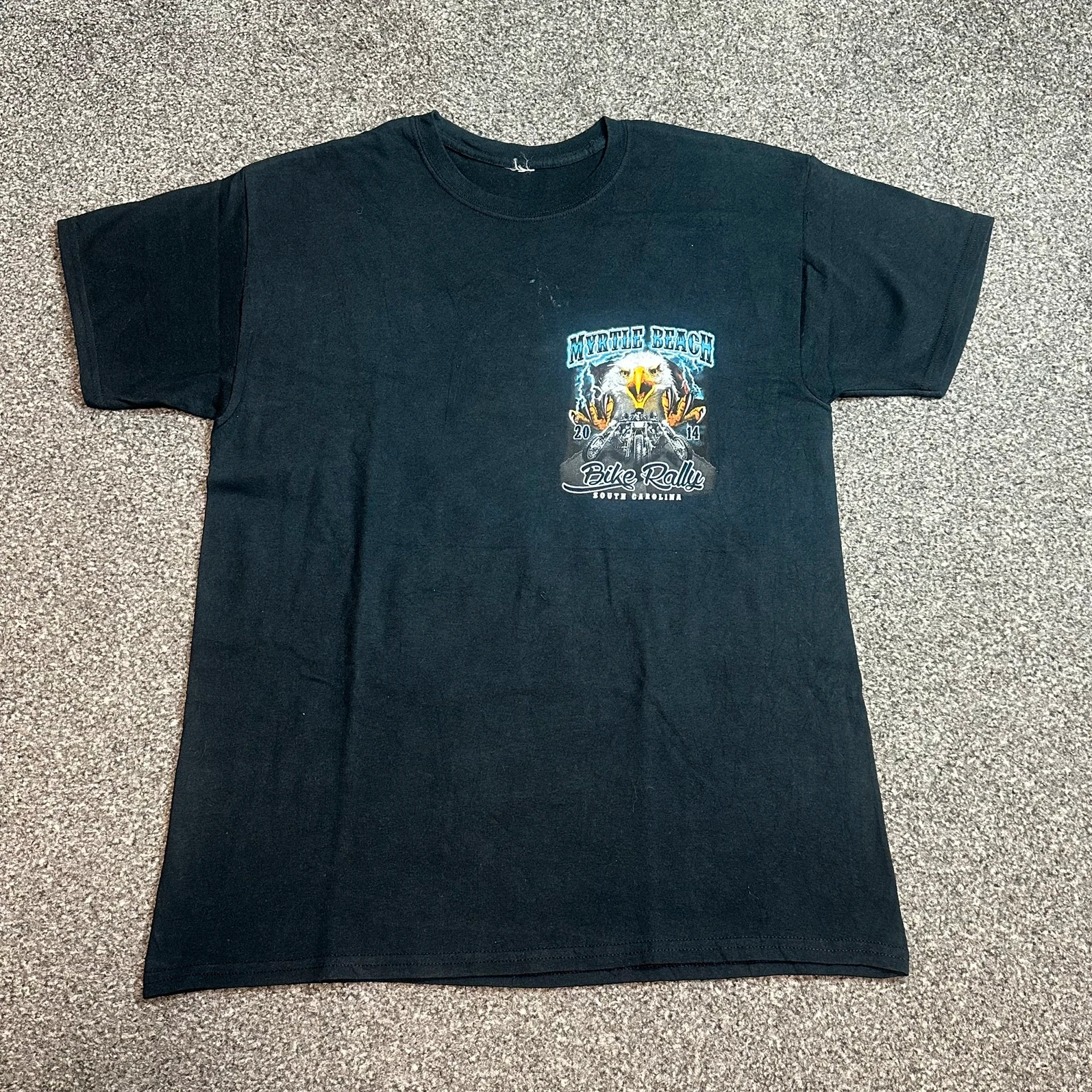 Vintage 2014 Myrtle Beach Bike Rally Eagle Graphic Tee Black