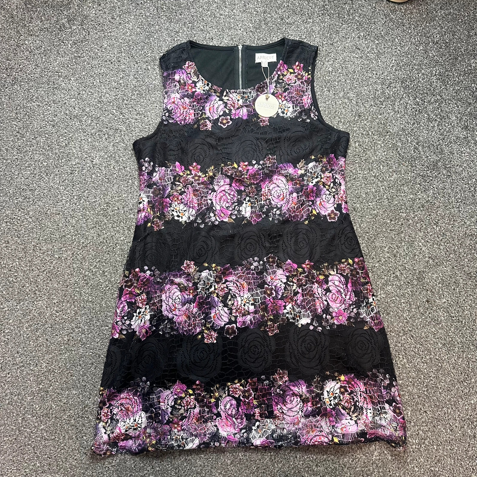 Apricot Black Purple Floral Shift Dress