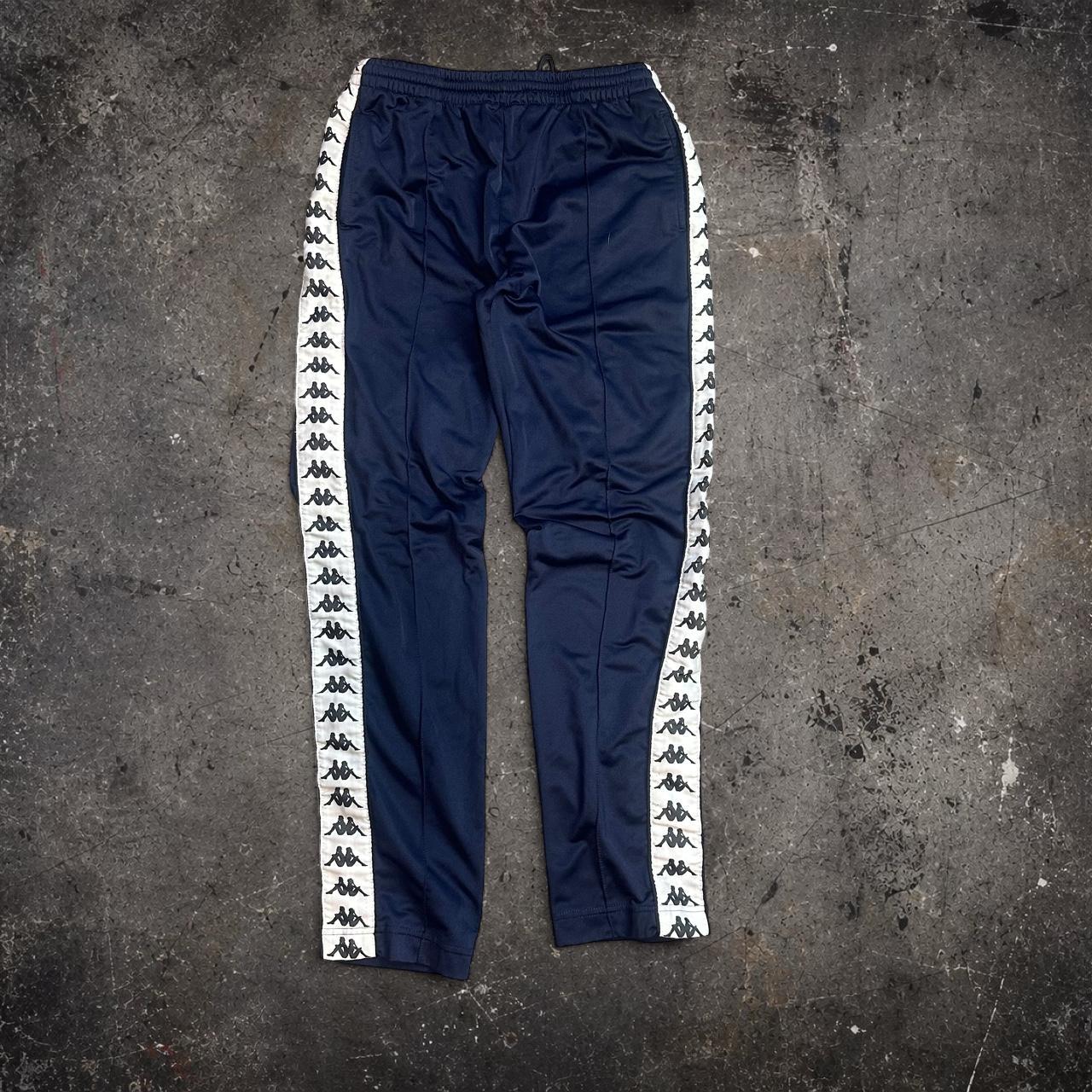 Kappa Banda Track Pants Navy White Side Stripe Size M