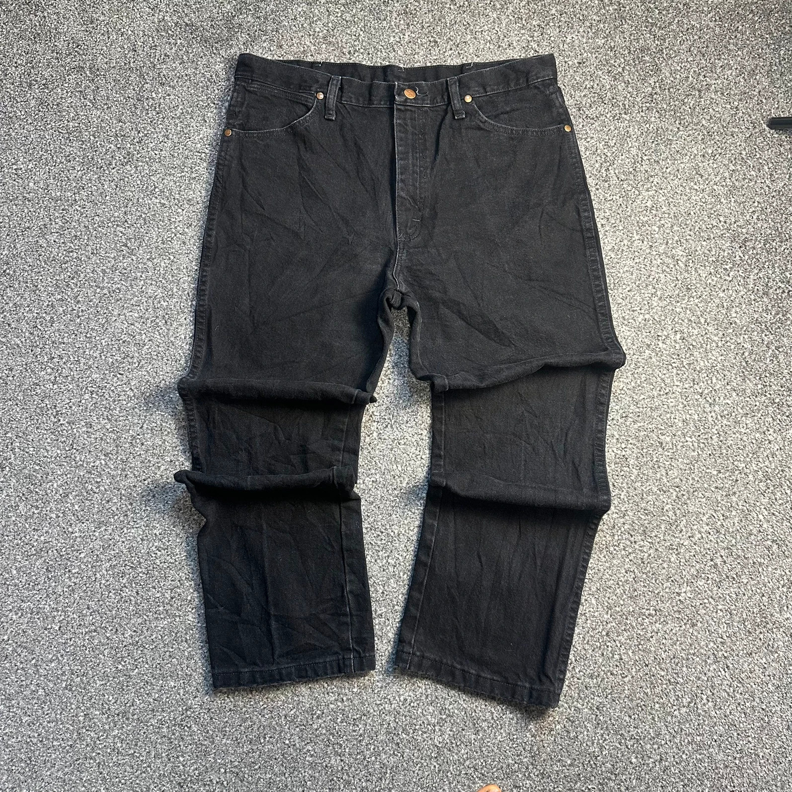 Wrangler Black Straight Leg Jeans Vintage Denim Workwear