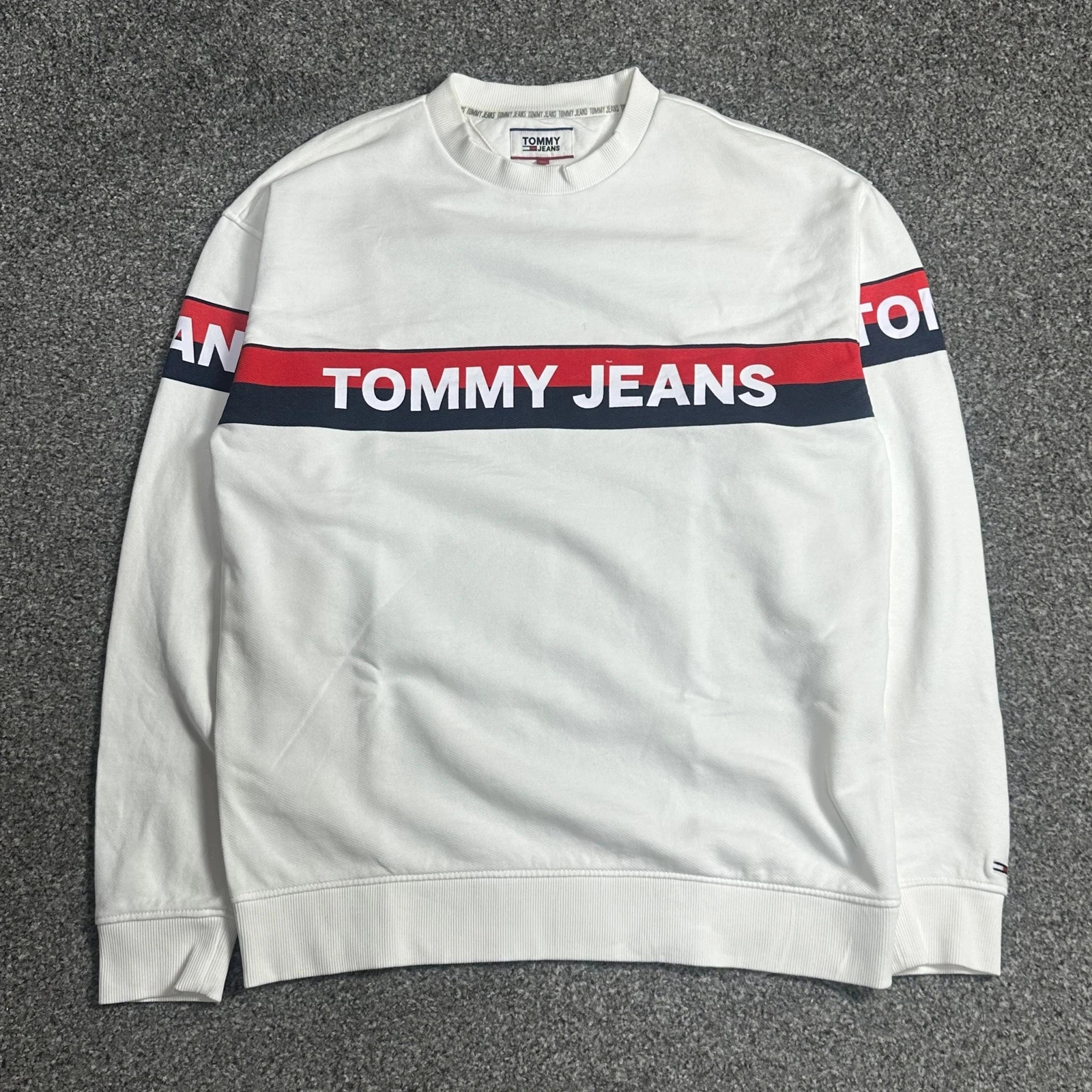 Tommy Jeans White Logo Tape Crew Neck Sweatshirt