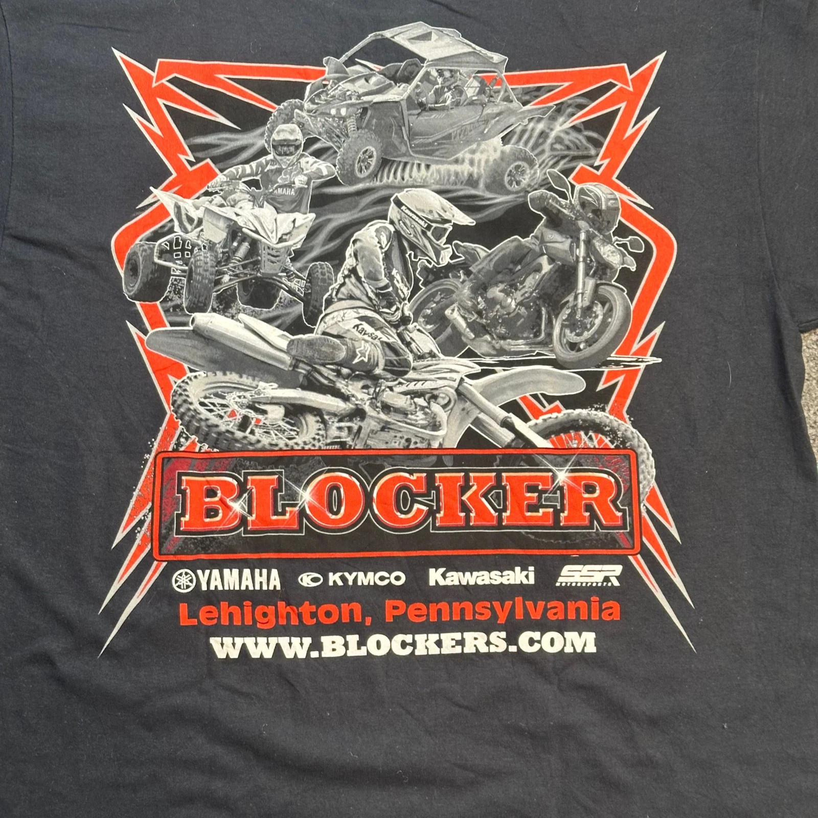 Vintage Motocross Graphic Tee Black Yamaha Kawasaki Biker Shirt