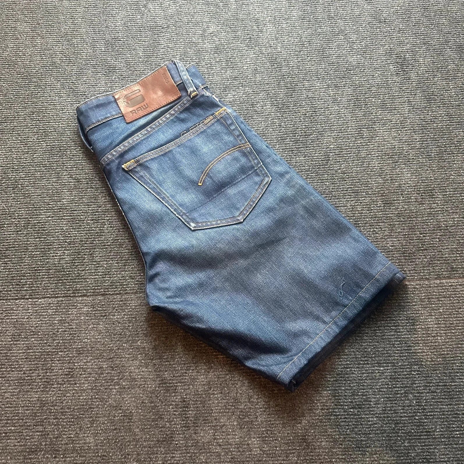 G-star raw 3301 denim shorts mid blue mens