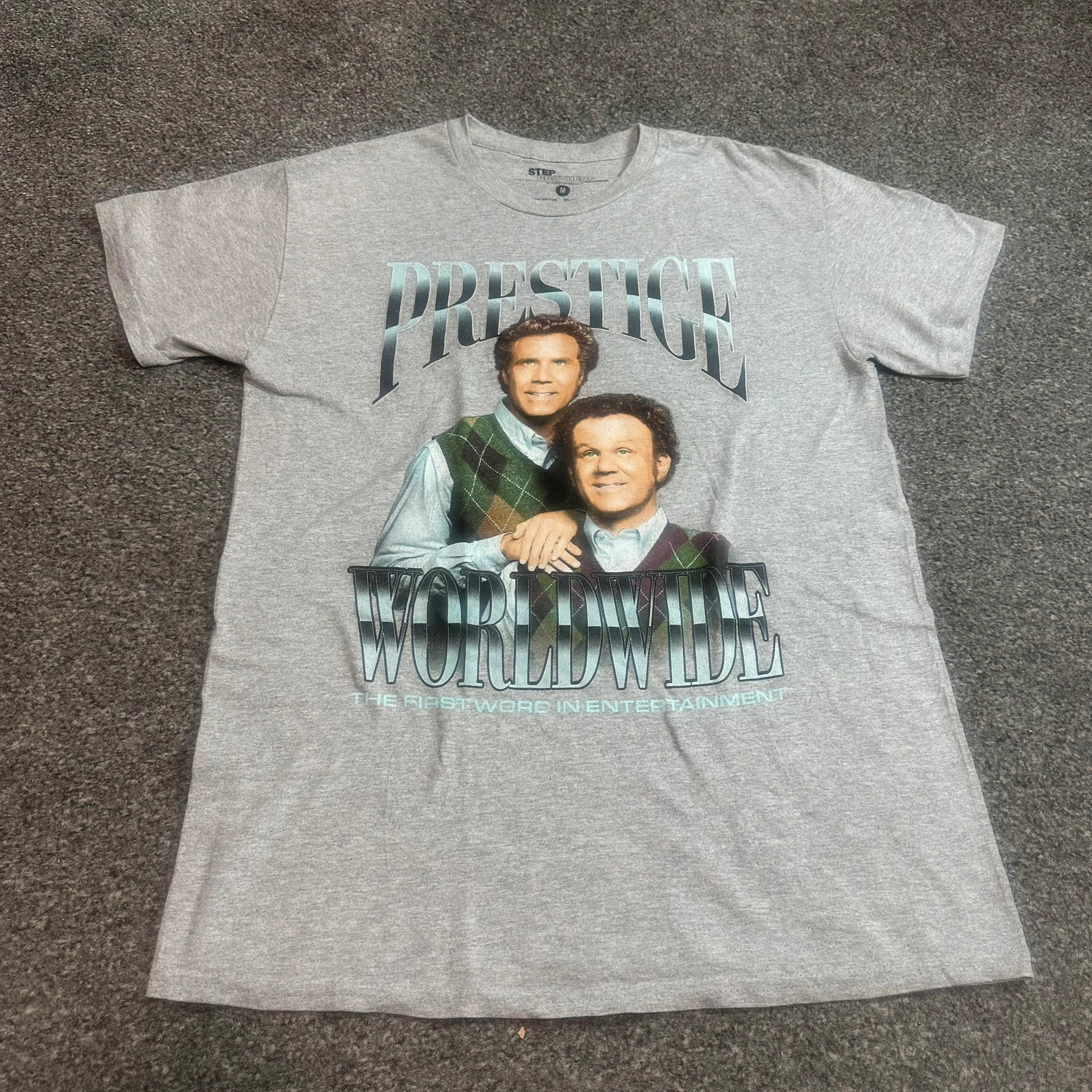 Step Brothers Prestige Worldwide Graphic T-Shirt Grey Marl Size M