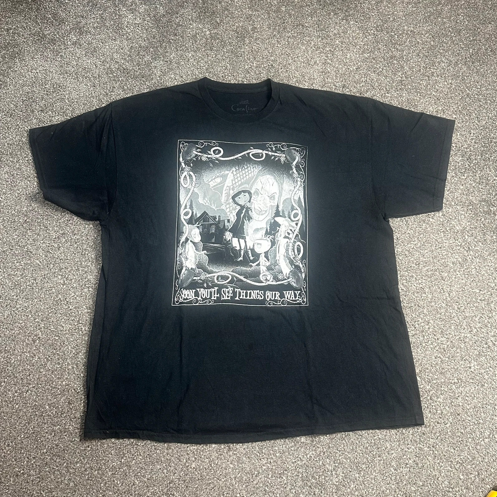 Coraline 'Soon You'll See Things Our Way' Black Graphic Tee