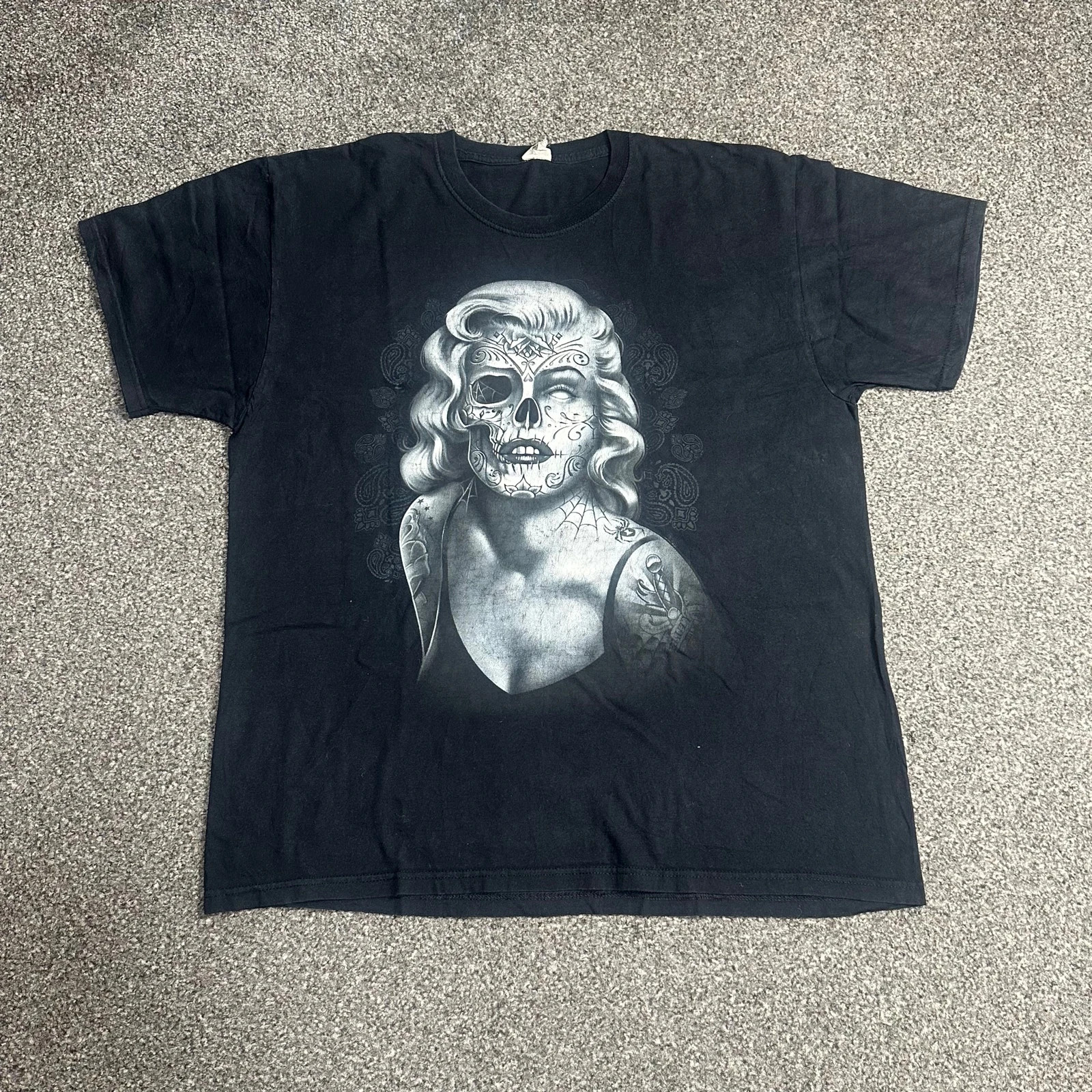 Black Sugar Skull Marilyn Monroe Graphic T-Shirt Alt Gothic