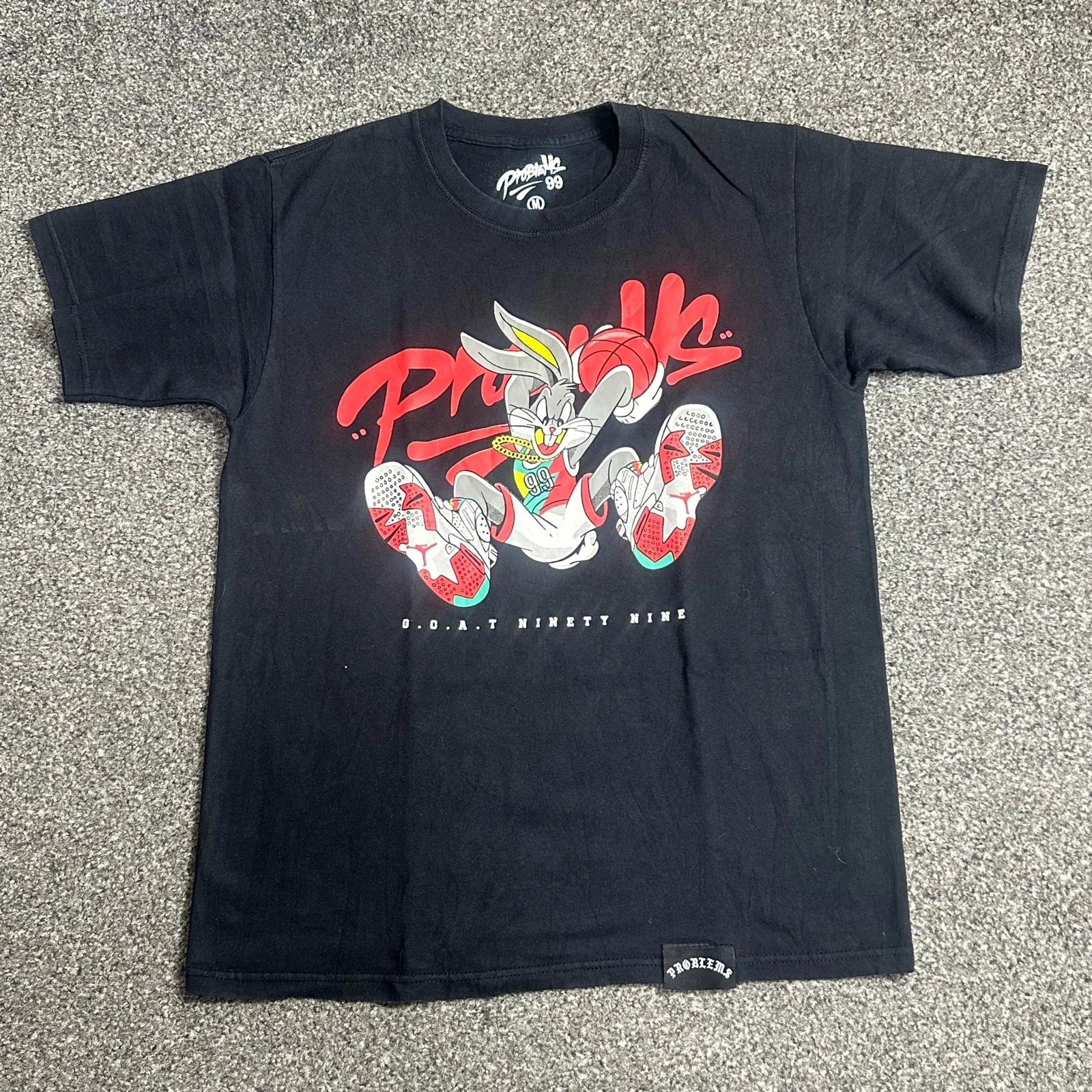 Black Bugs Bunny Air Jordan Graphic Tee G.O.A.T 99 Streetwear