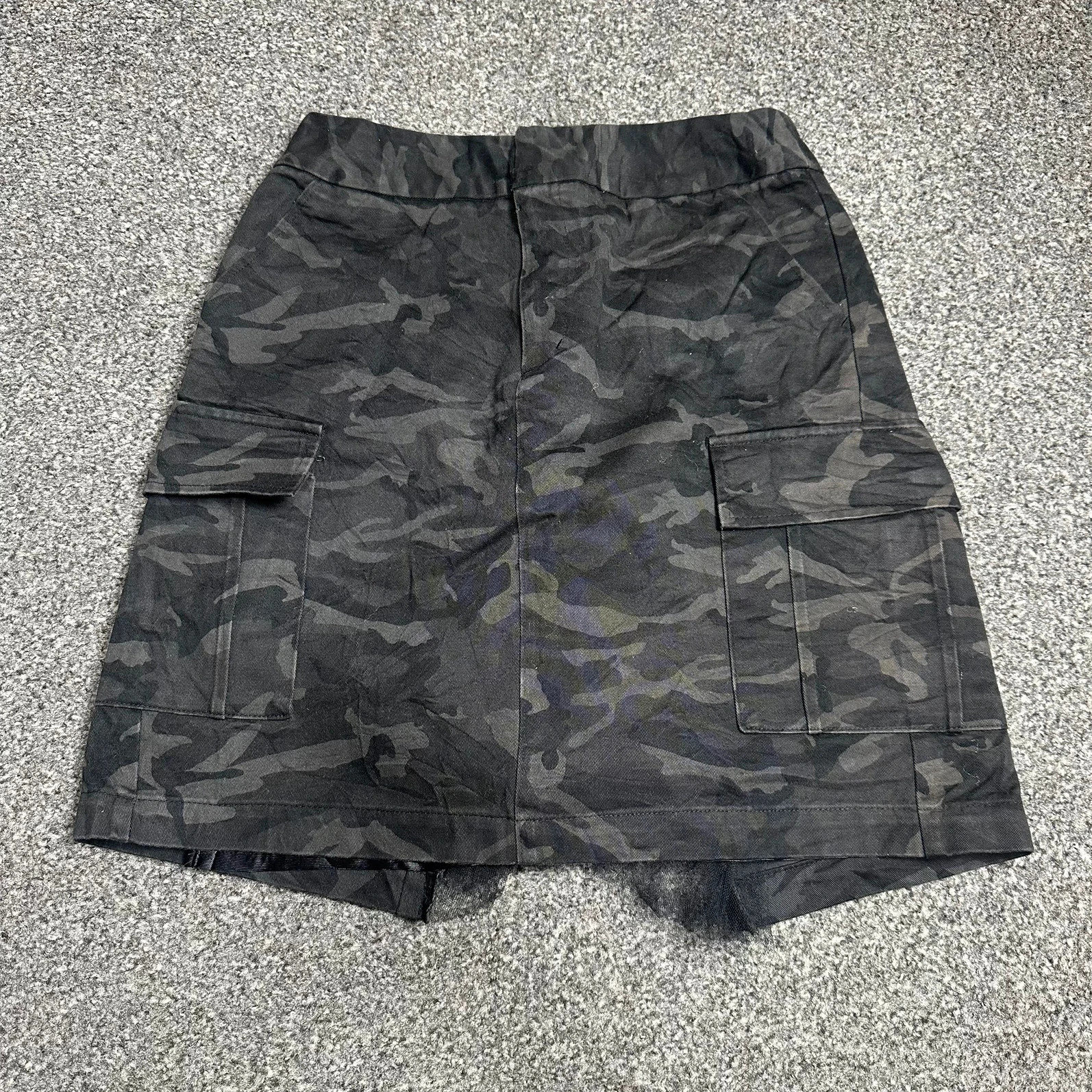 Dark Camo Cargo Shorts Black Grey Utility Streetwear