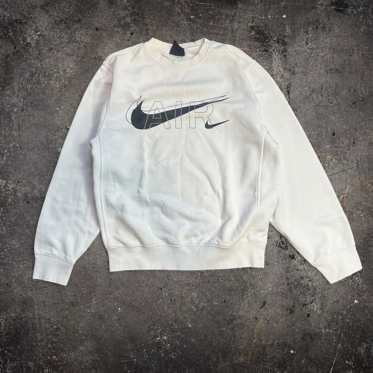 Nike Air Big Logo Crewneck Sweatshirt White XS Streetwear Y2K