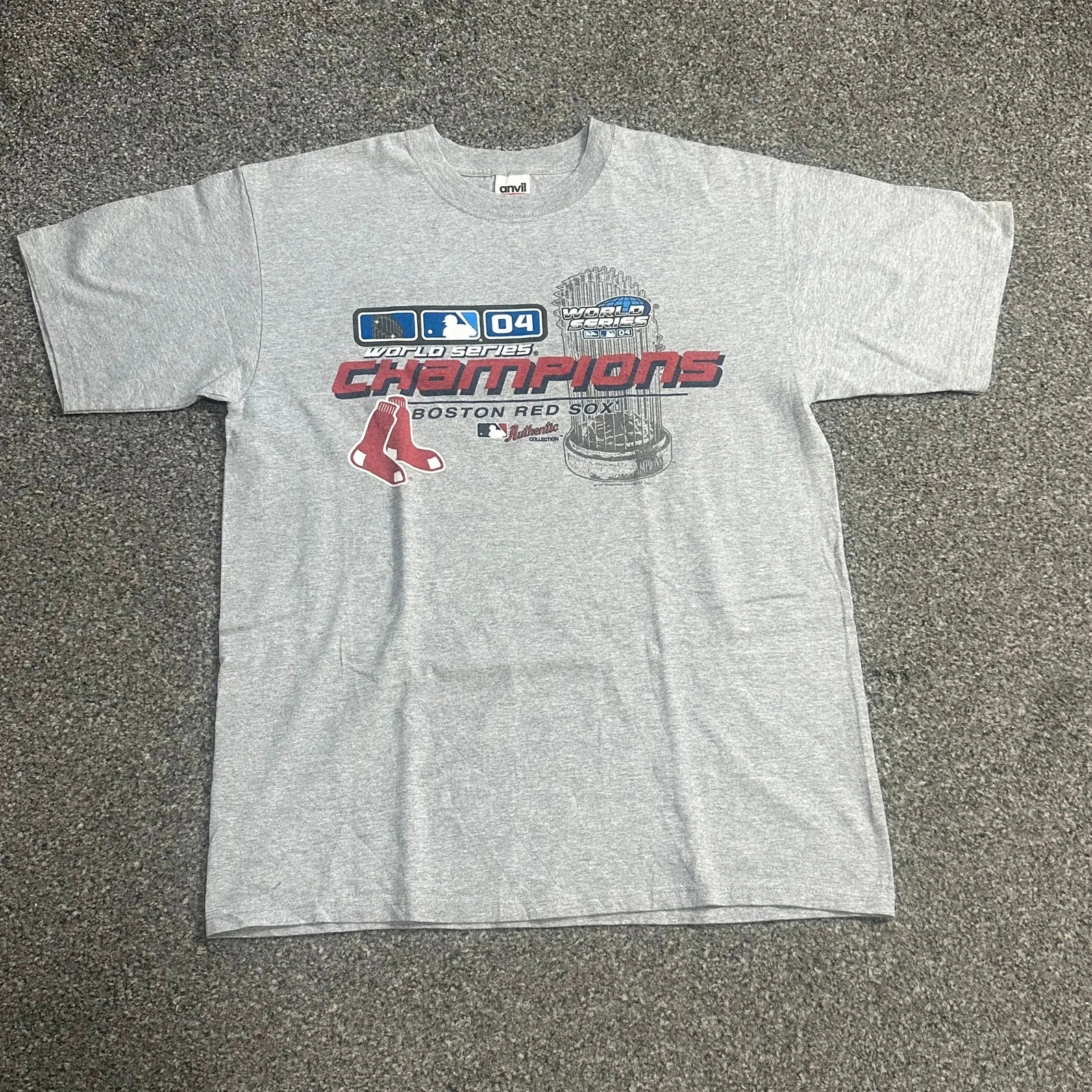 Vintage 2004 Boston Red Sox World Series Champions Tee Grey