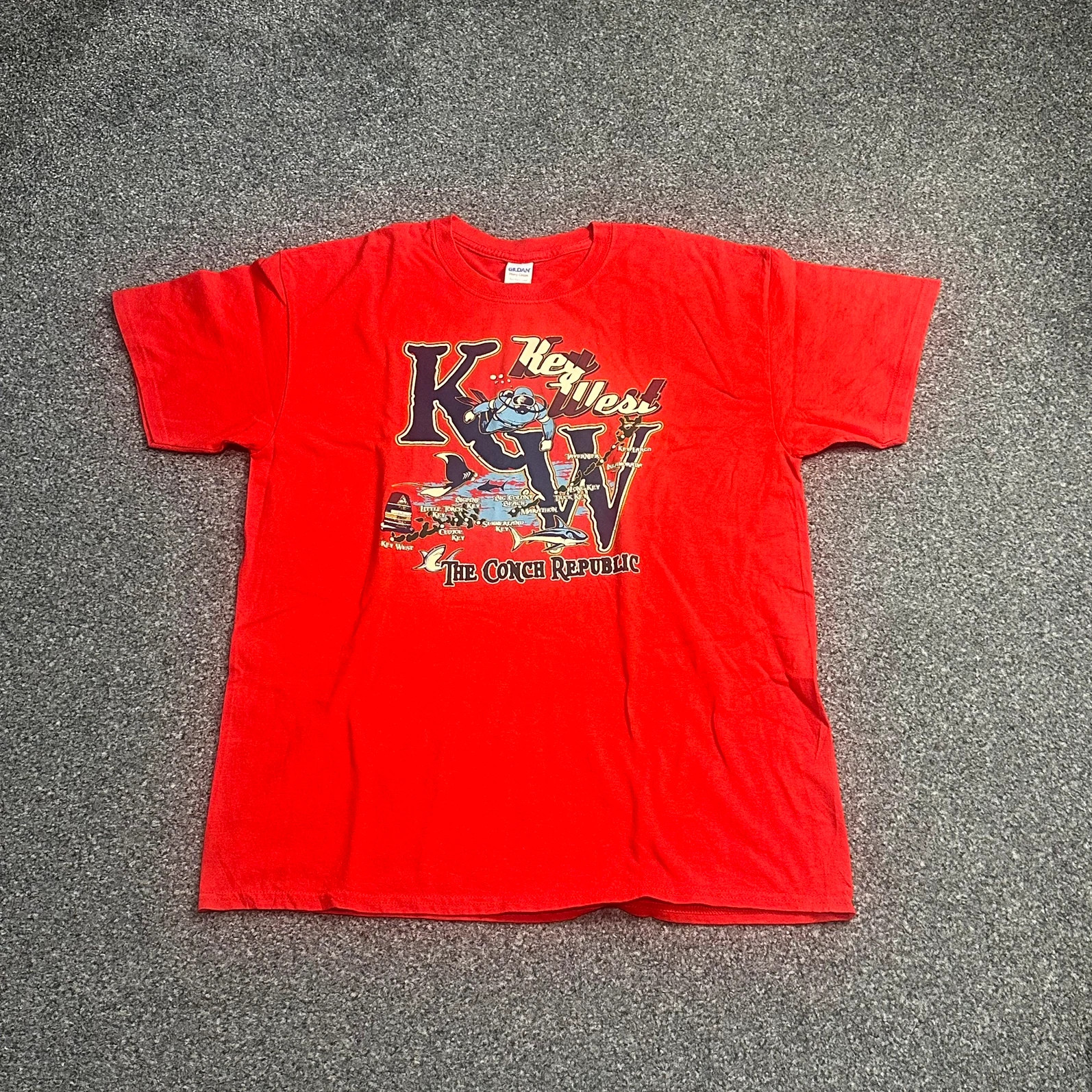 Key West Conch Republic Graphic Tee Red Vintage Souvenir T-Shirt