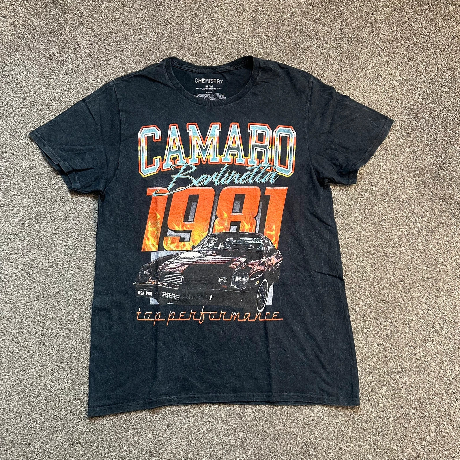 Chemistry Camaro Berlinetta 1981 Graphic Tee Black M Retro Car