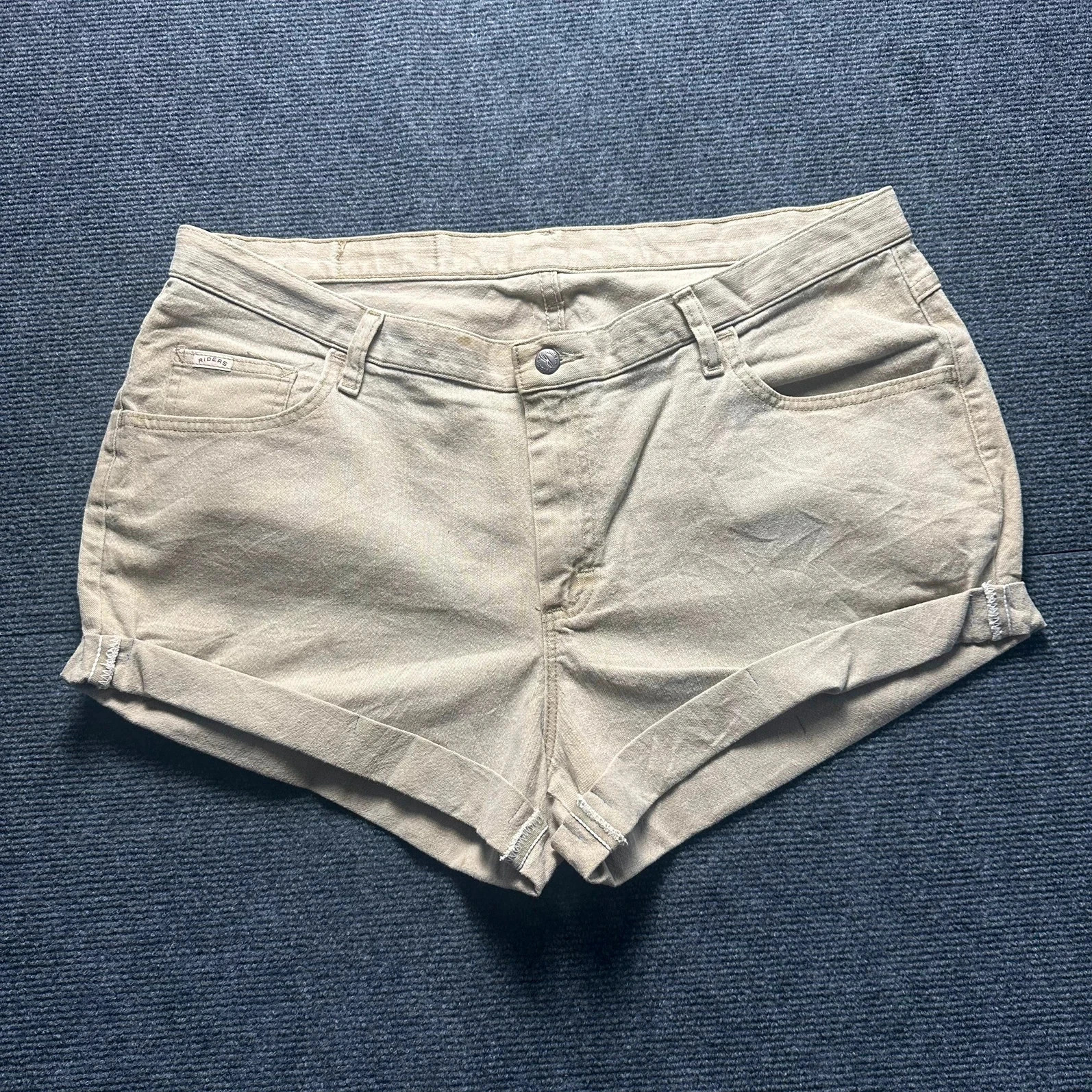 Riders by Lee Stone Khaki Cuffed Denim Shorts Women's