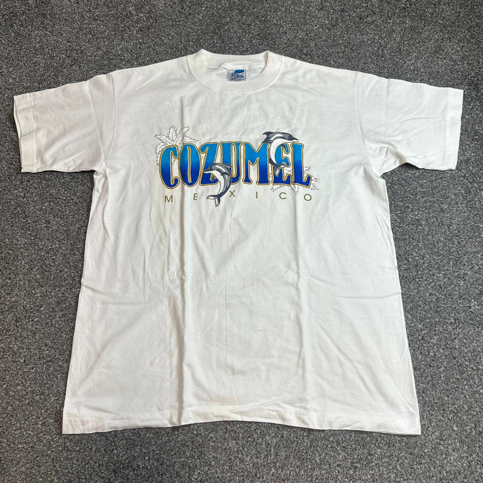Vintage 90s Cozumel Mexico Dolphin Souvenir Graphic Tee White