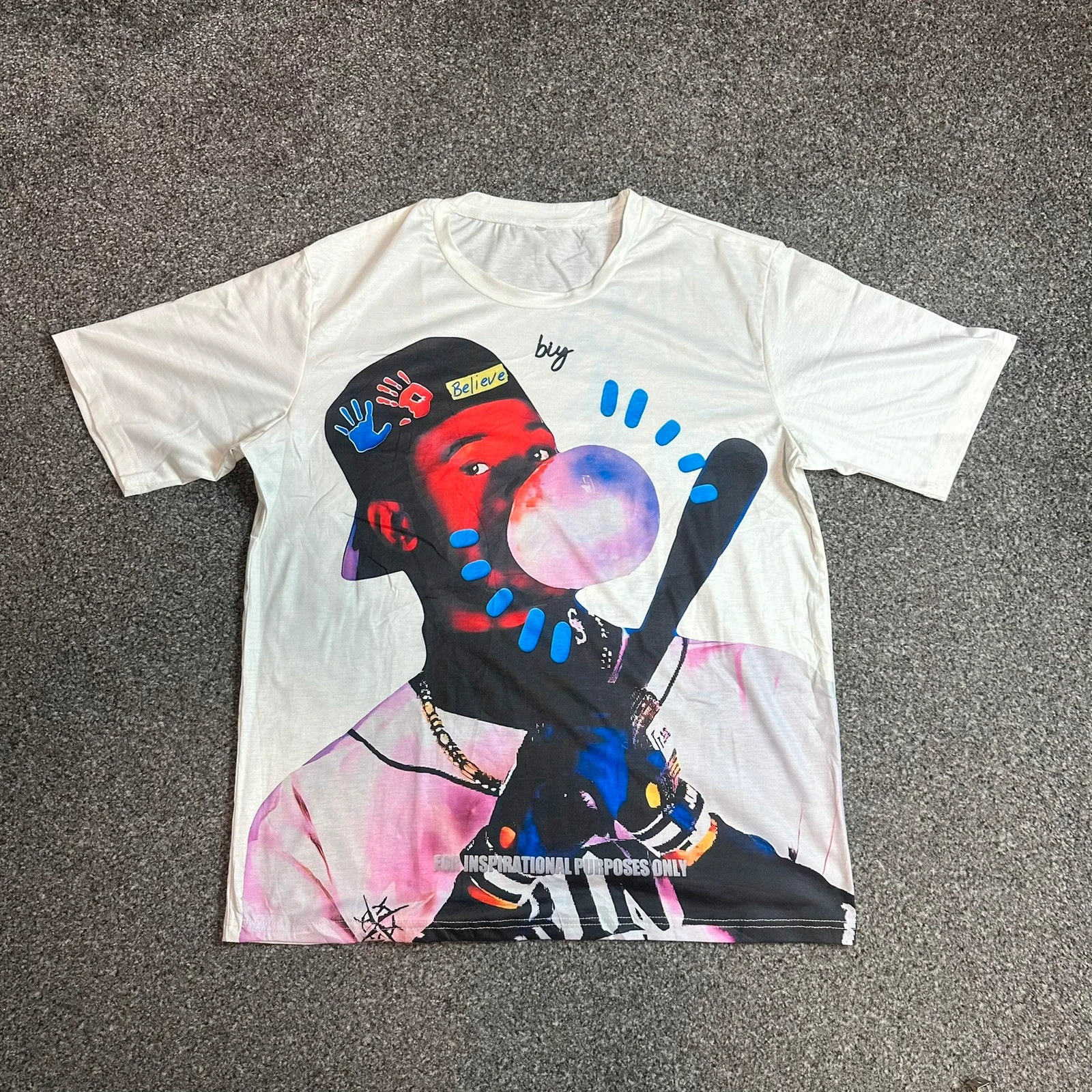 Travis Scott art graphic tee white oversized streetwear Y2K