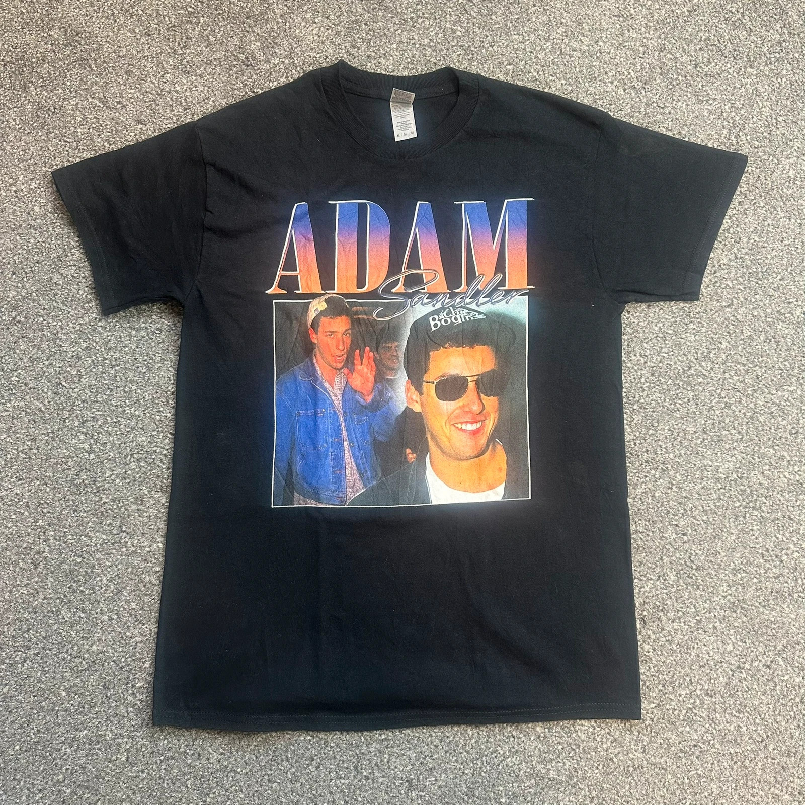Adam Sandler Retro Homage Graphic Tee Black Unisex M Y2K