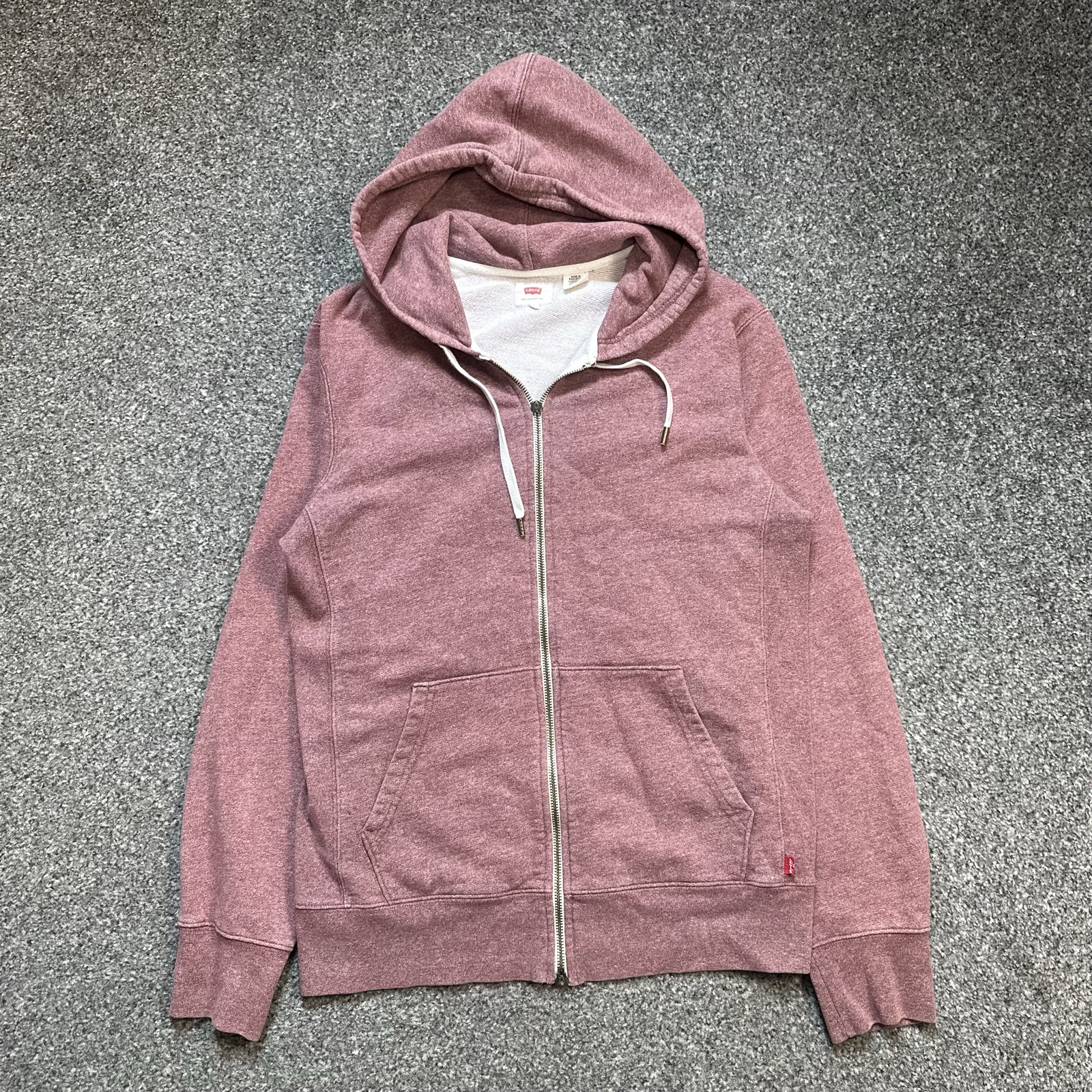 Levi's Pink Heathered Zip Hoodie Large Casual Cotton Blend