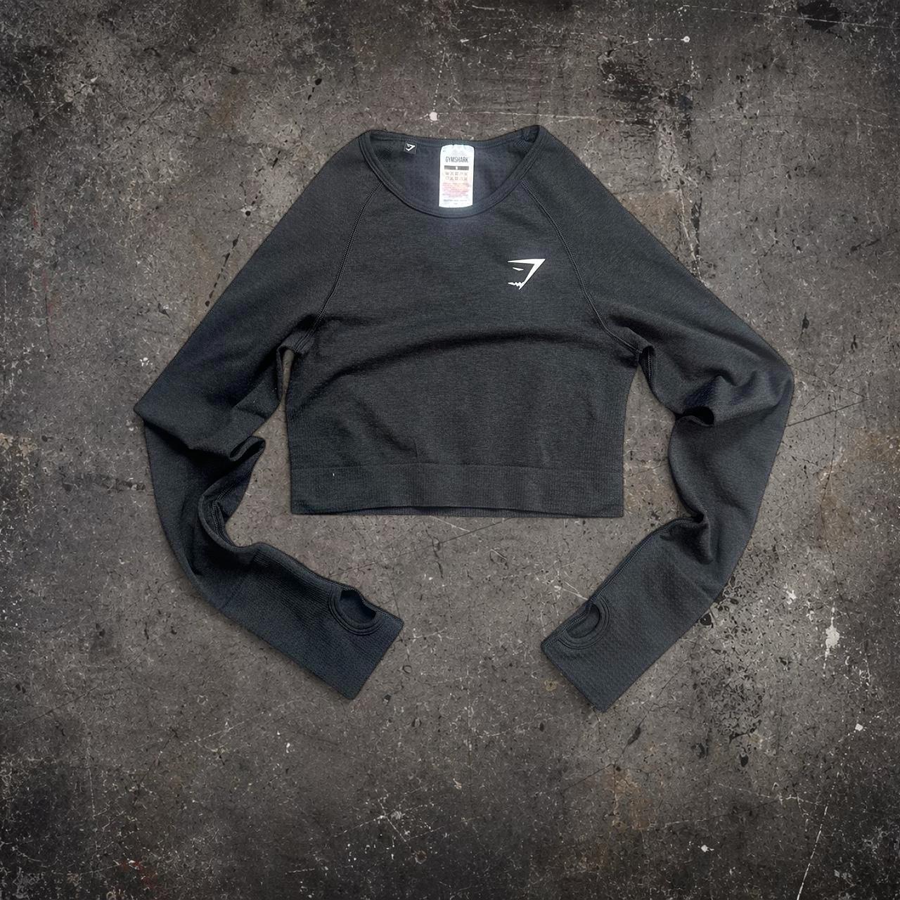 Gymshark Black Seamless Long Sleeve Crop Top Thumb Holes