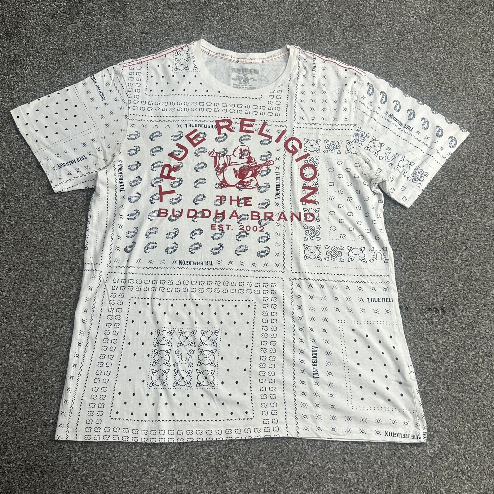 True Religion Buddha Brand Bandana AOP Graphic T-Shirt White
