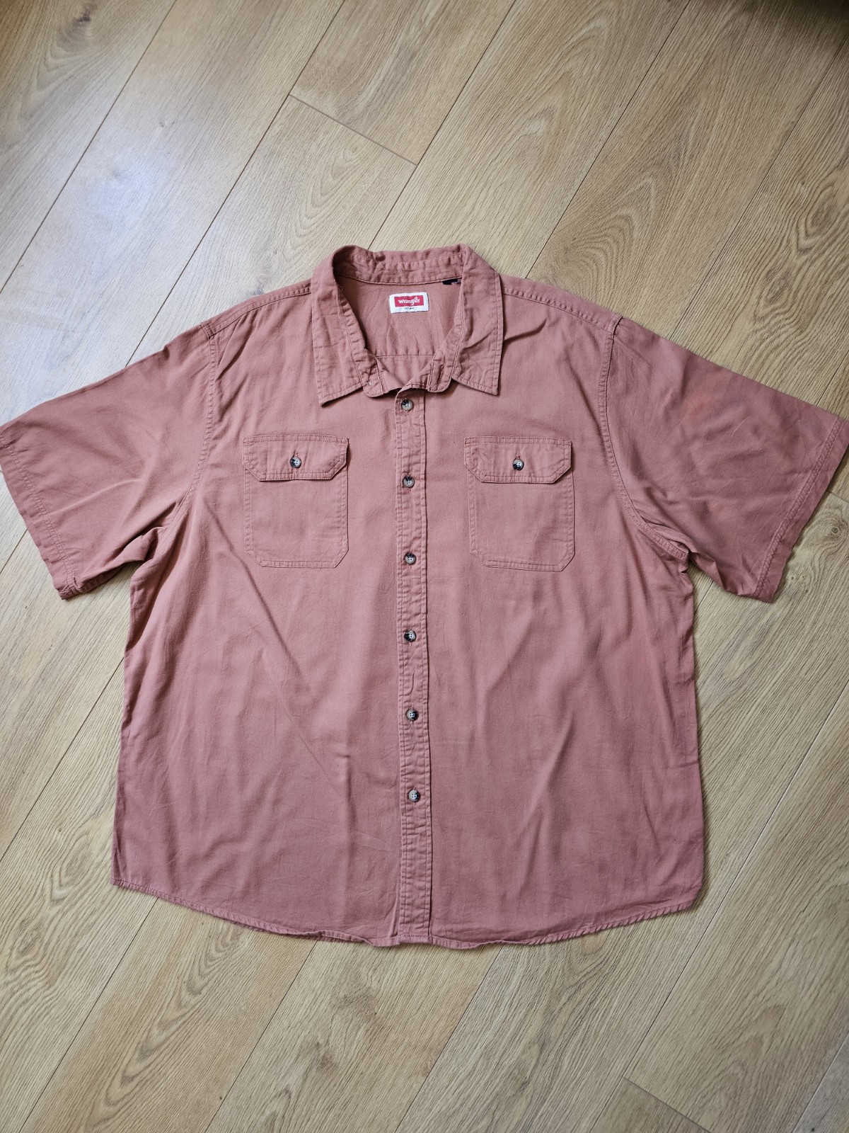 Wrangler Men's Short Sleeve Shirt 2XL Brown Rust Orange Workwear Casual Summer