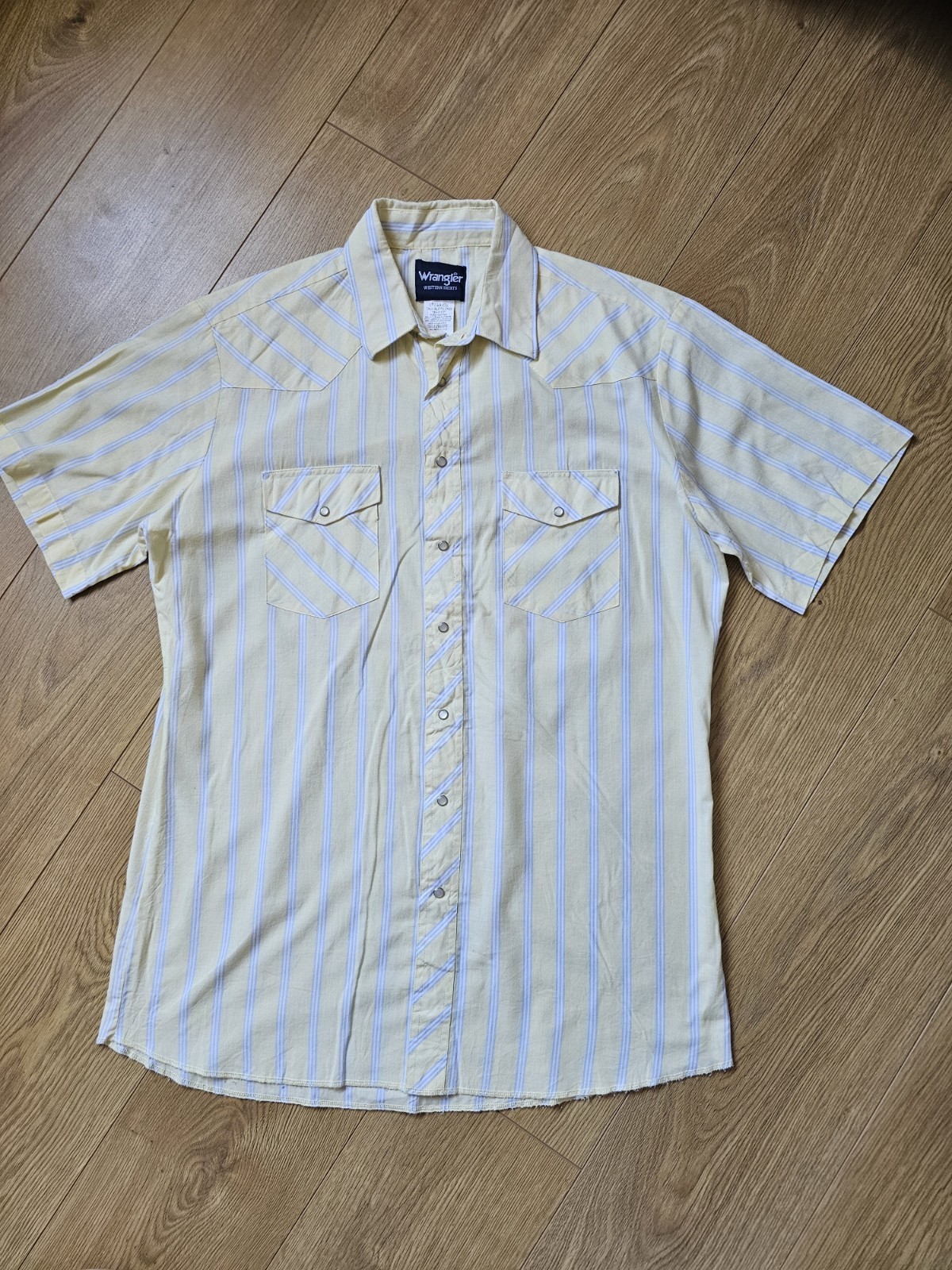 Wrangler Country Western Shirt Stripe Pearl Snap Tall Size Large Cowboy