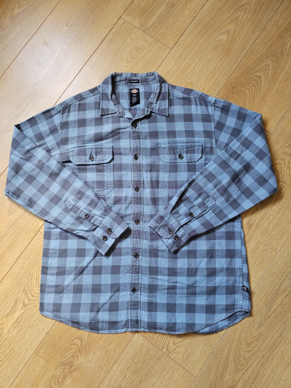 Dickies Blue & Grey Check Flannel Shirt Men’s Size Medium Relaxed Fit
