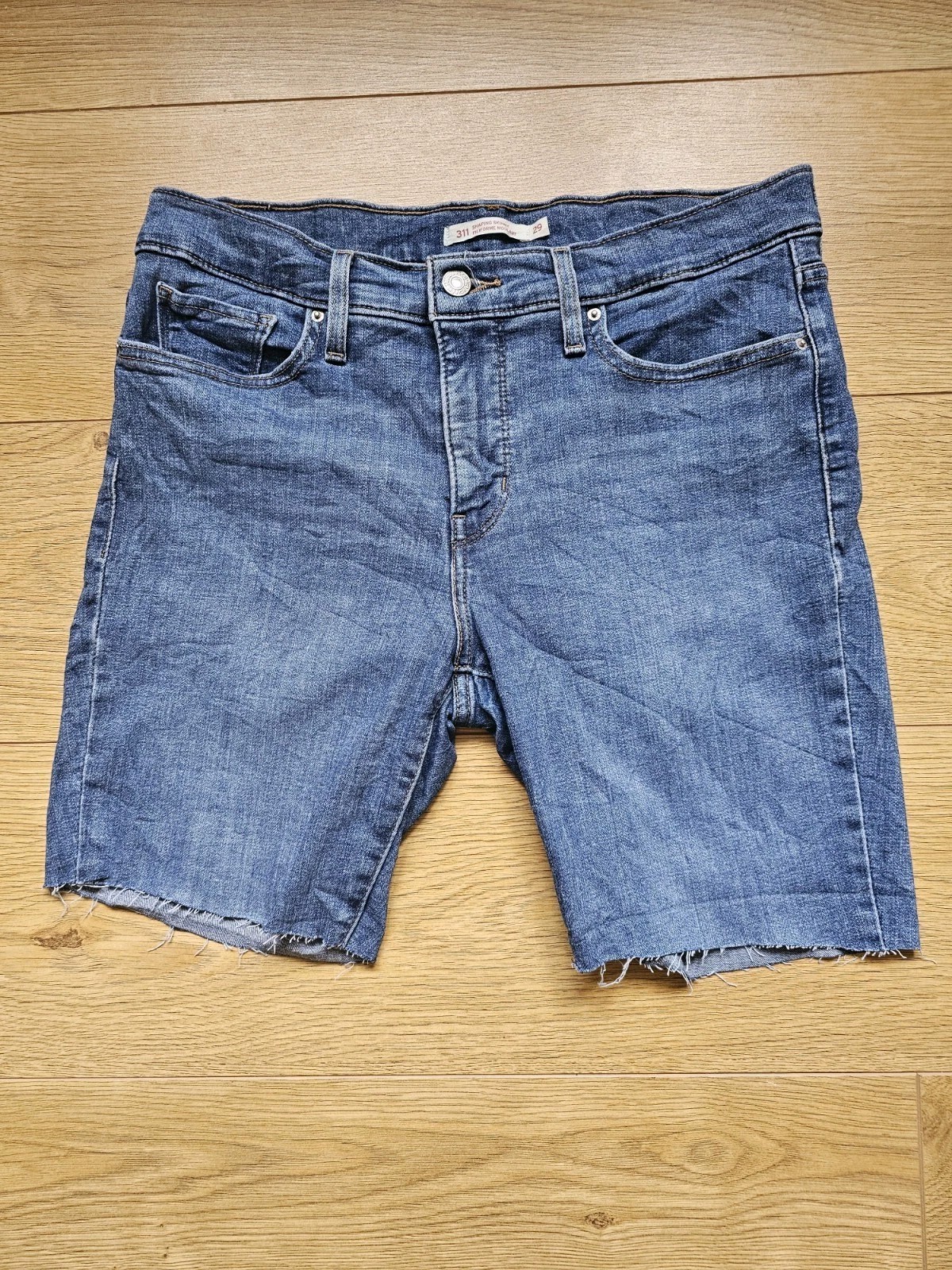 Levi's 311 Shaping Skinny Denim Jean Cut Off Shorts Blue Size UK 10 W29