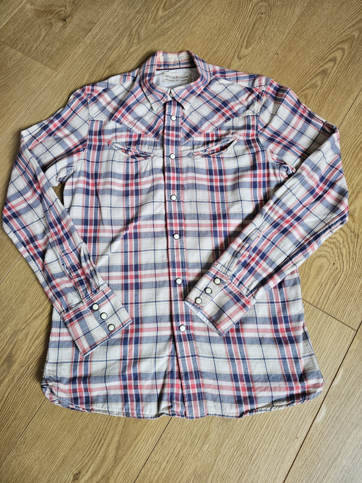 Levi's Mens Small Western Pearl Snap Shirt Plaid Long Sleeve Special Edition