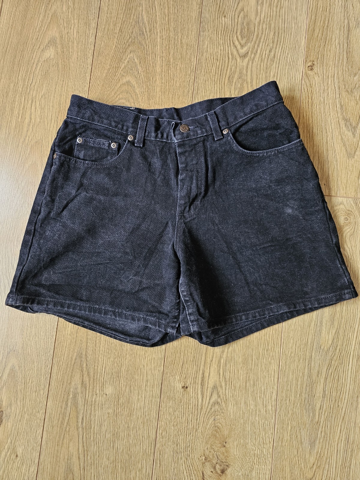 Vintage Lee Black Denim Shorts High Waisted UK 10