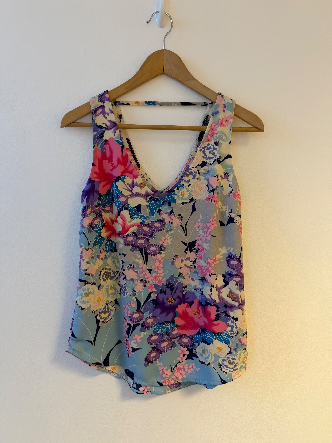 Oasis Floral Sleeveless V Neck Botanical Cottagecore Blouse Top Multicolour UK 10